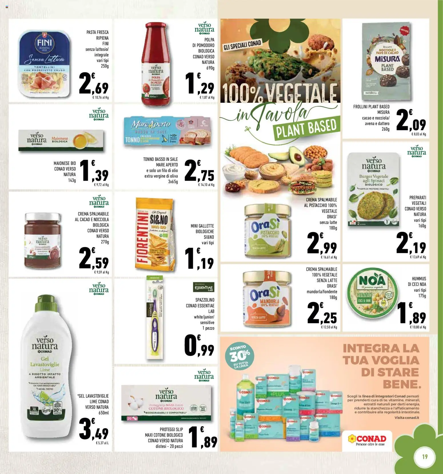 Volantino Conad del 08.04.2026 | Pagina: 19 | Prodotti: Prosciutto Crudo, Spazzolino, Sale, Tonno