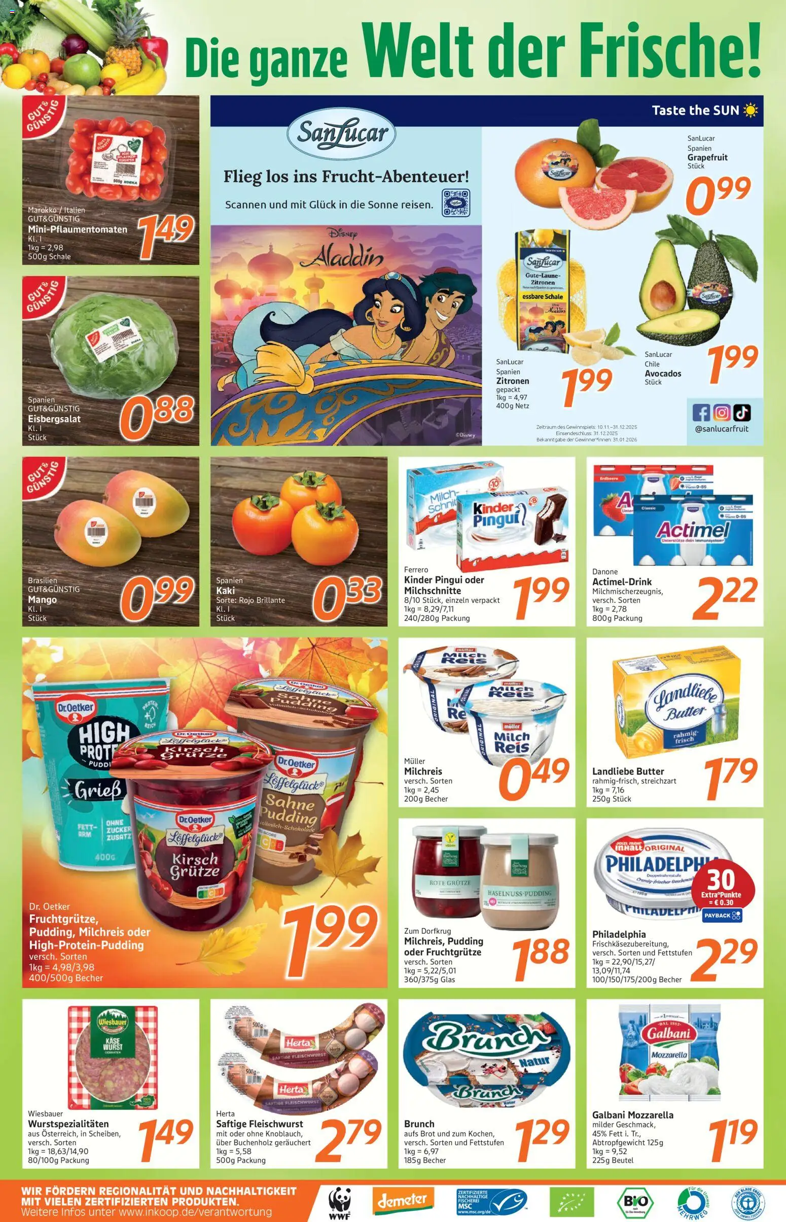 Inkoop Prospekt 	 – gültig ab 10.11.2025 | Seite: 2 | Produkte: Philadelphia, Pudding, Kaki, Zitronen