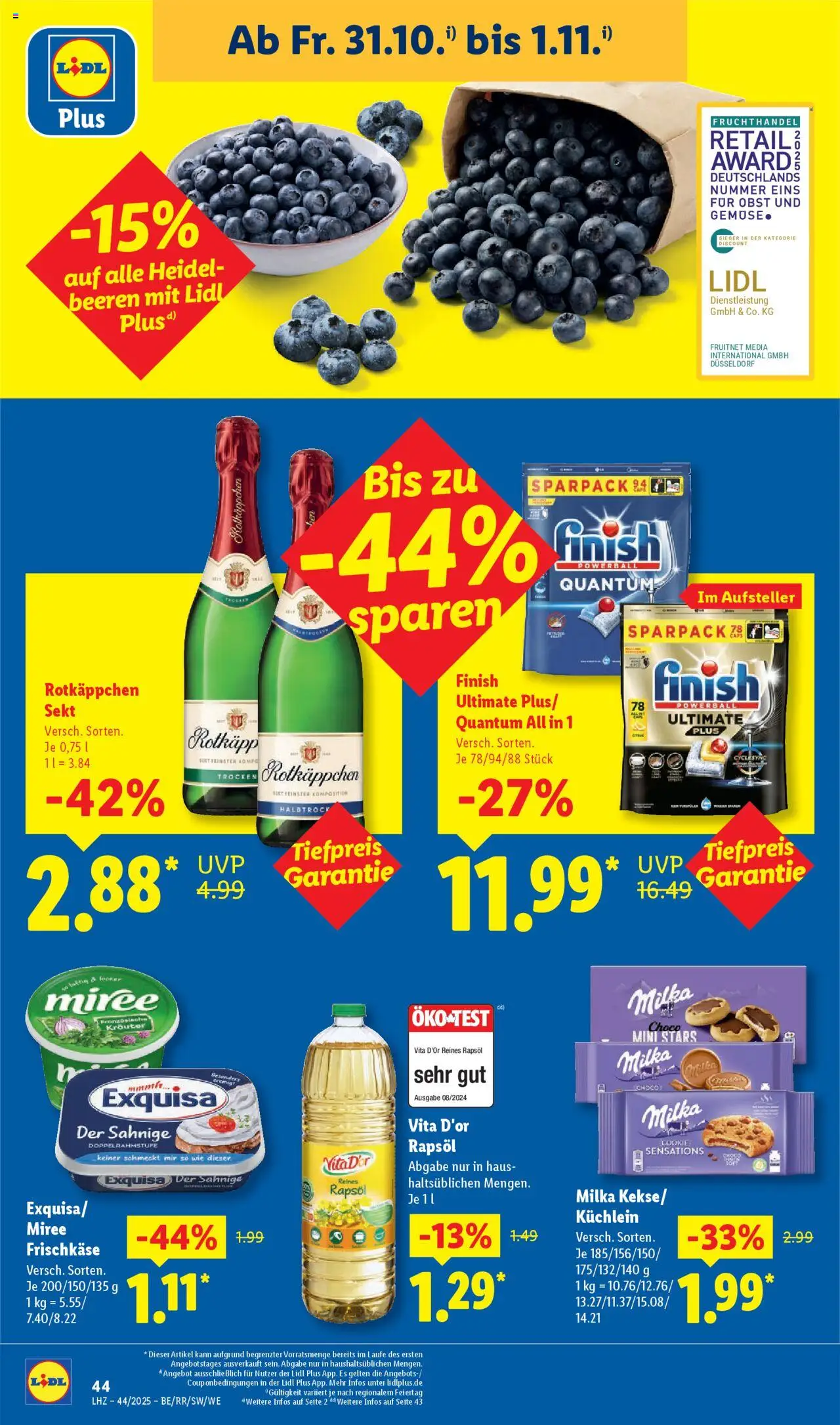 Lidl Prospekt Kornwestheim – gültig ab 27.10.2025 | Seite: 64 | Produkte: Rotkappchen sekt, Sekt, Exquisa, Obst