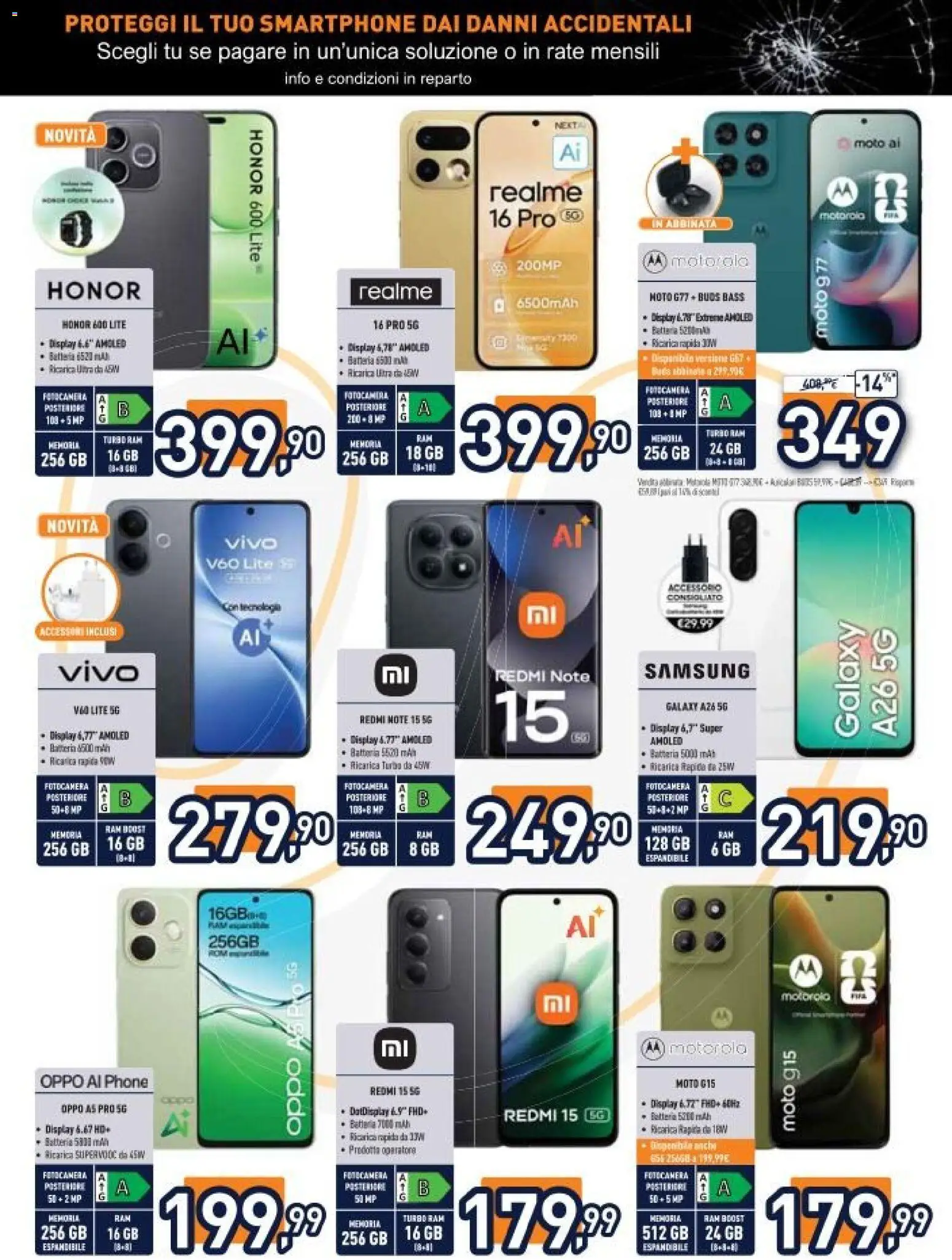 Volantino Unieuro del 17.04.2026 | Pagina: 8 | Prodotti: Smartphone, Fotocamera, Batteria, Samsung