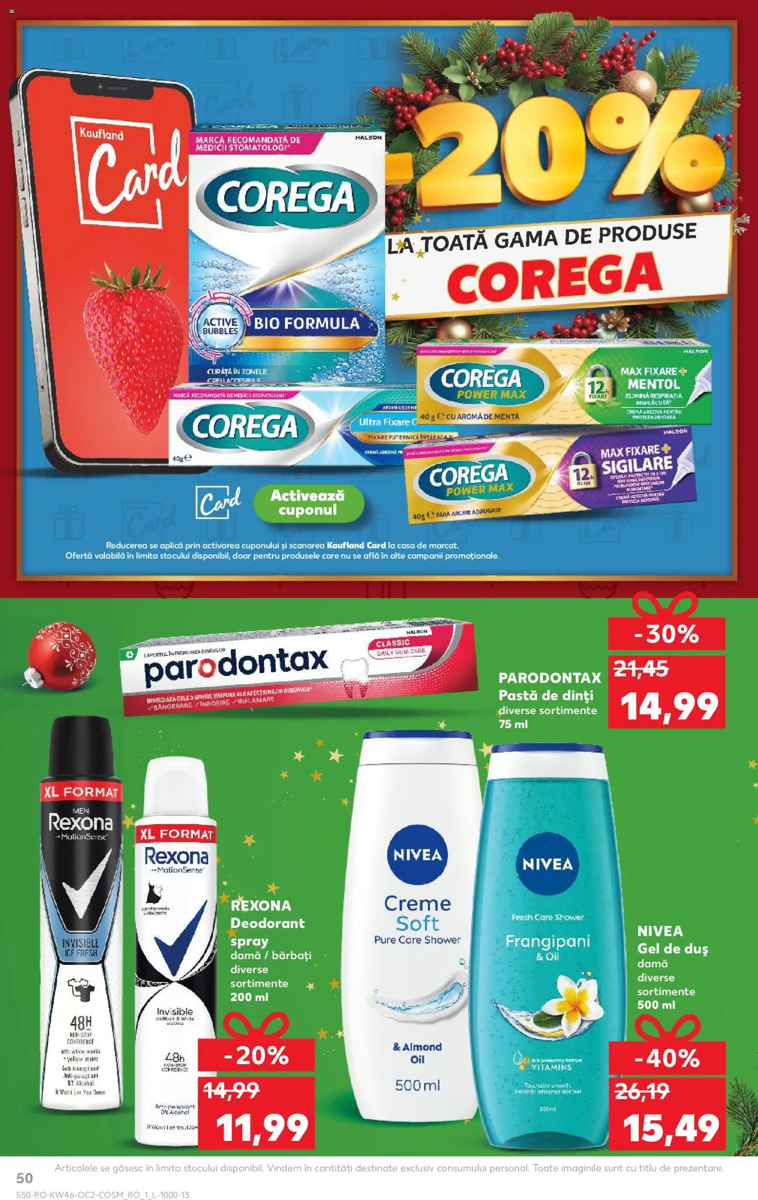 Noul catalog Kaufland – valabil de la 12.11.2025 | Pagină: 50 | Produse: Duș, Gel de duș, Deodorant, Pastă de dinți