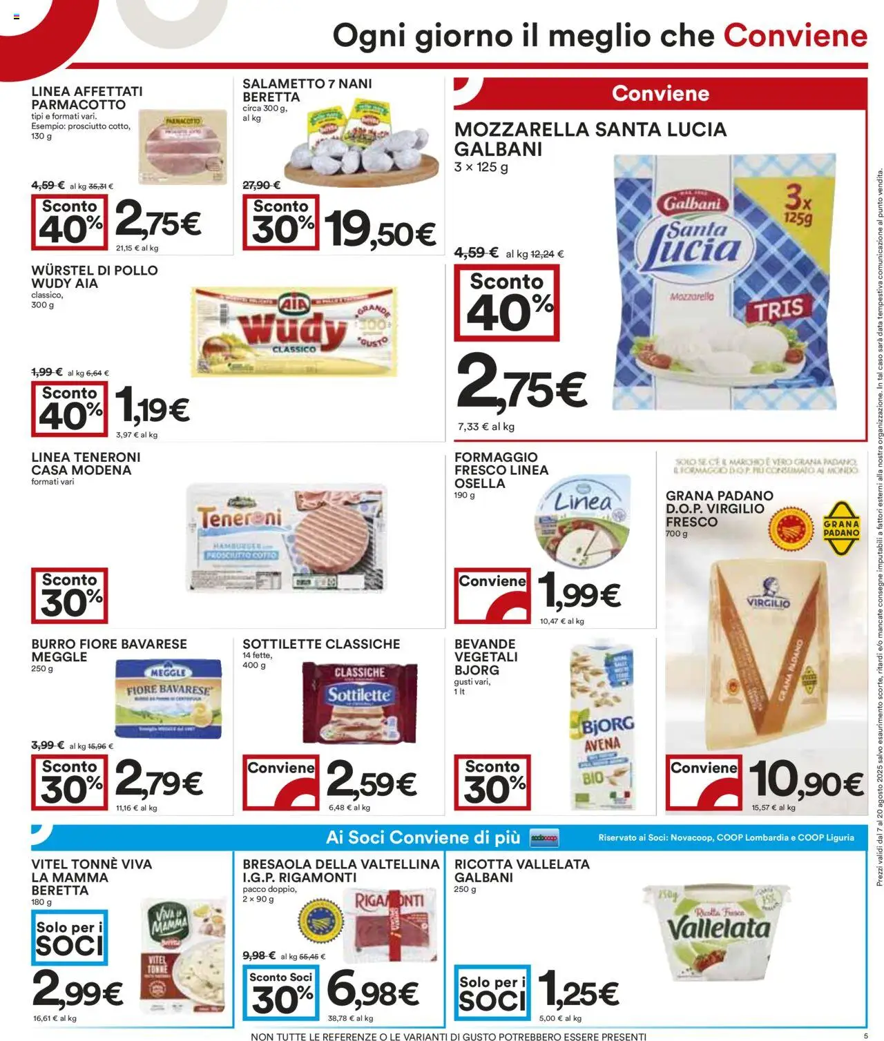 Volantino COOP del 07.08.2025 | Pagina: 5 | Prodotti: Bresaola, Prosciutto, Burro, Grana Padano