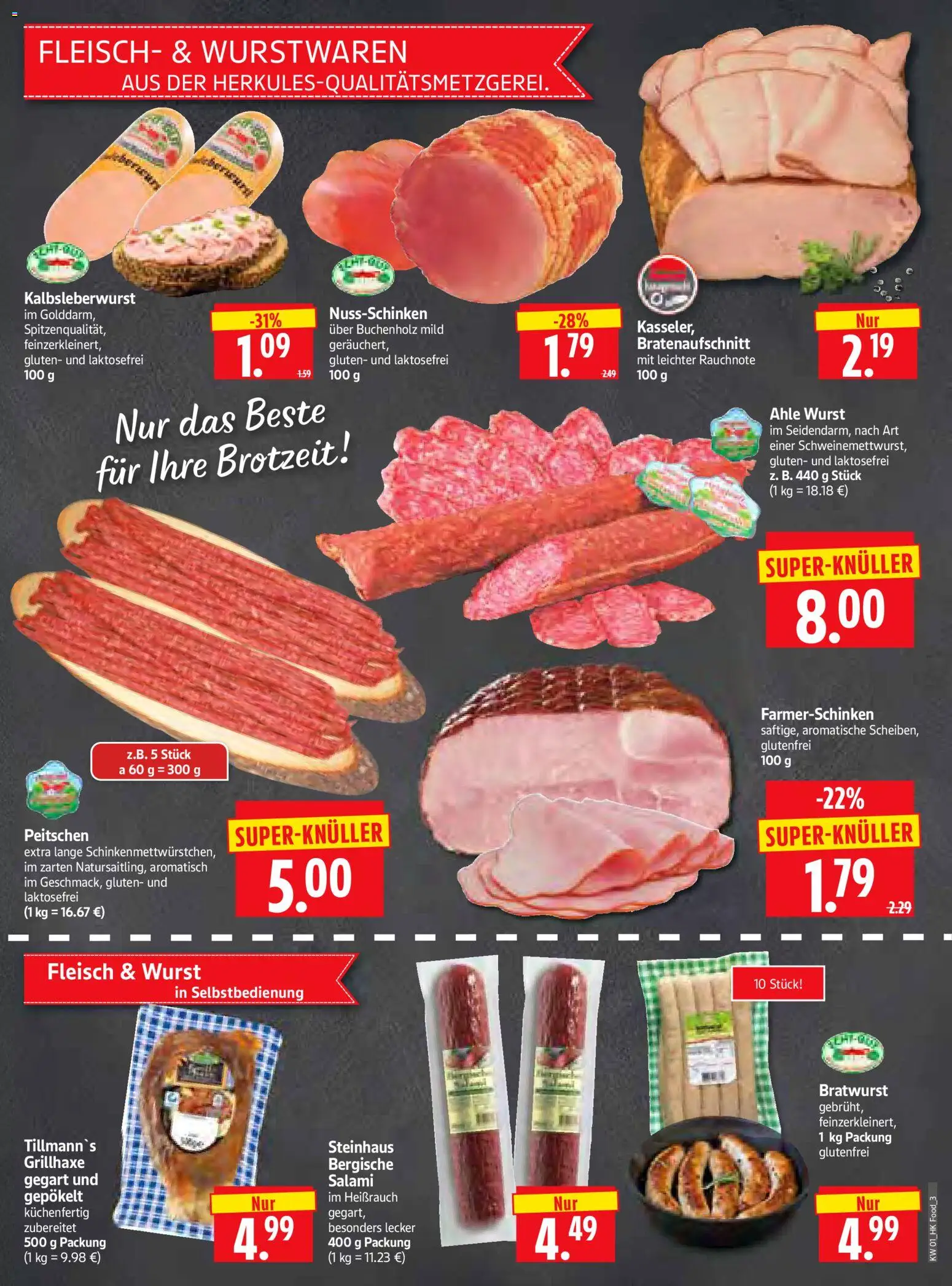 HERKULES Prospekt 	 – gültig ab 29.12.2025 | Seite: 3 | Produkte: Bratwurst, Wurst, Salami, Fleisch