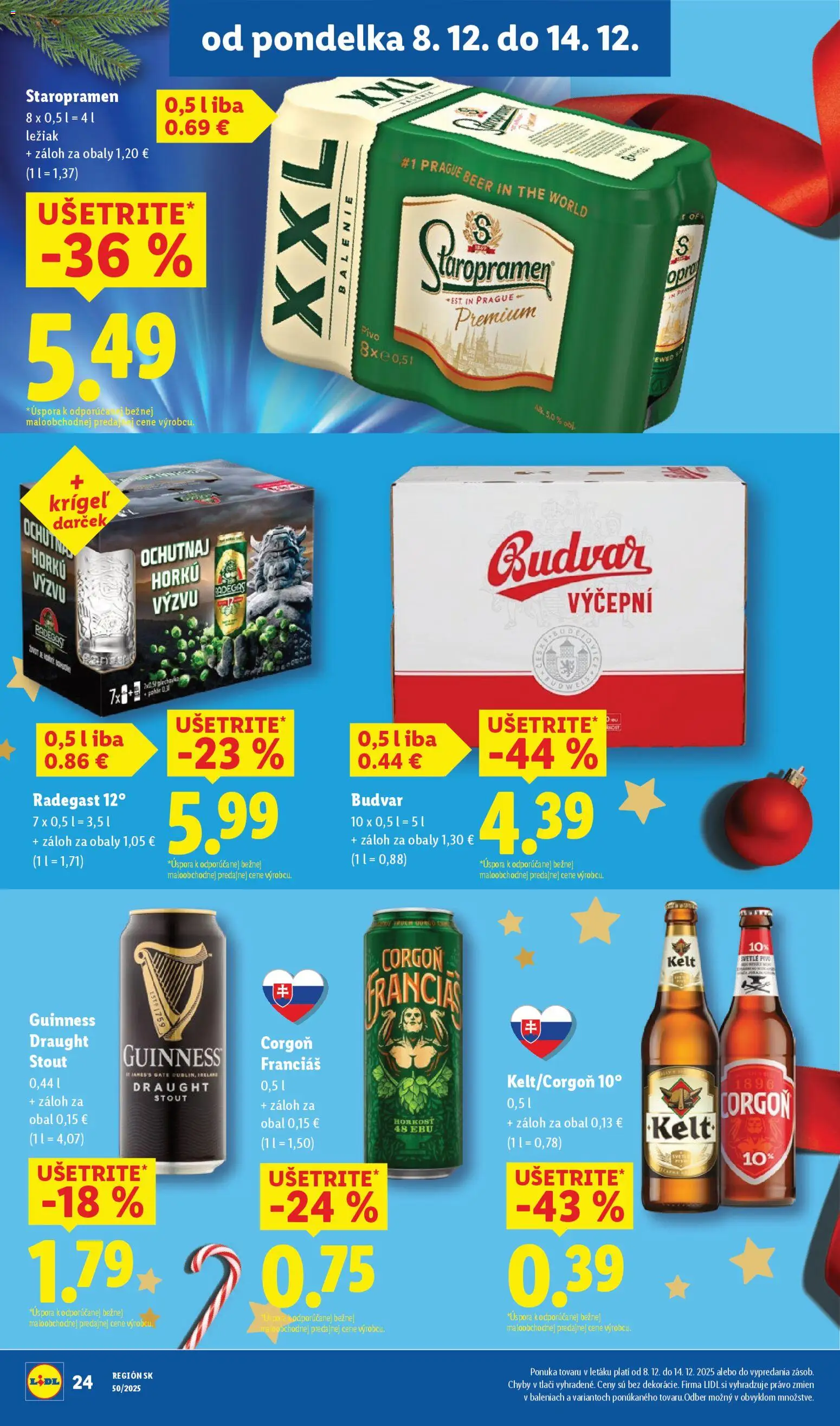 Nové Lidl akcie – leták je platný od 11.12.2025 | Strana: 61 | Produkty: Pivo, Radegast, Budvar, Staropramen