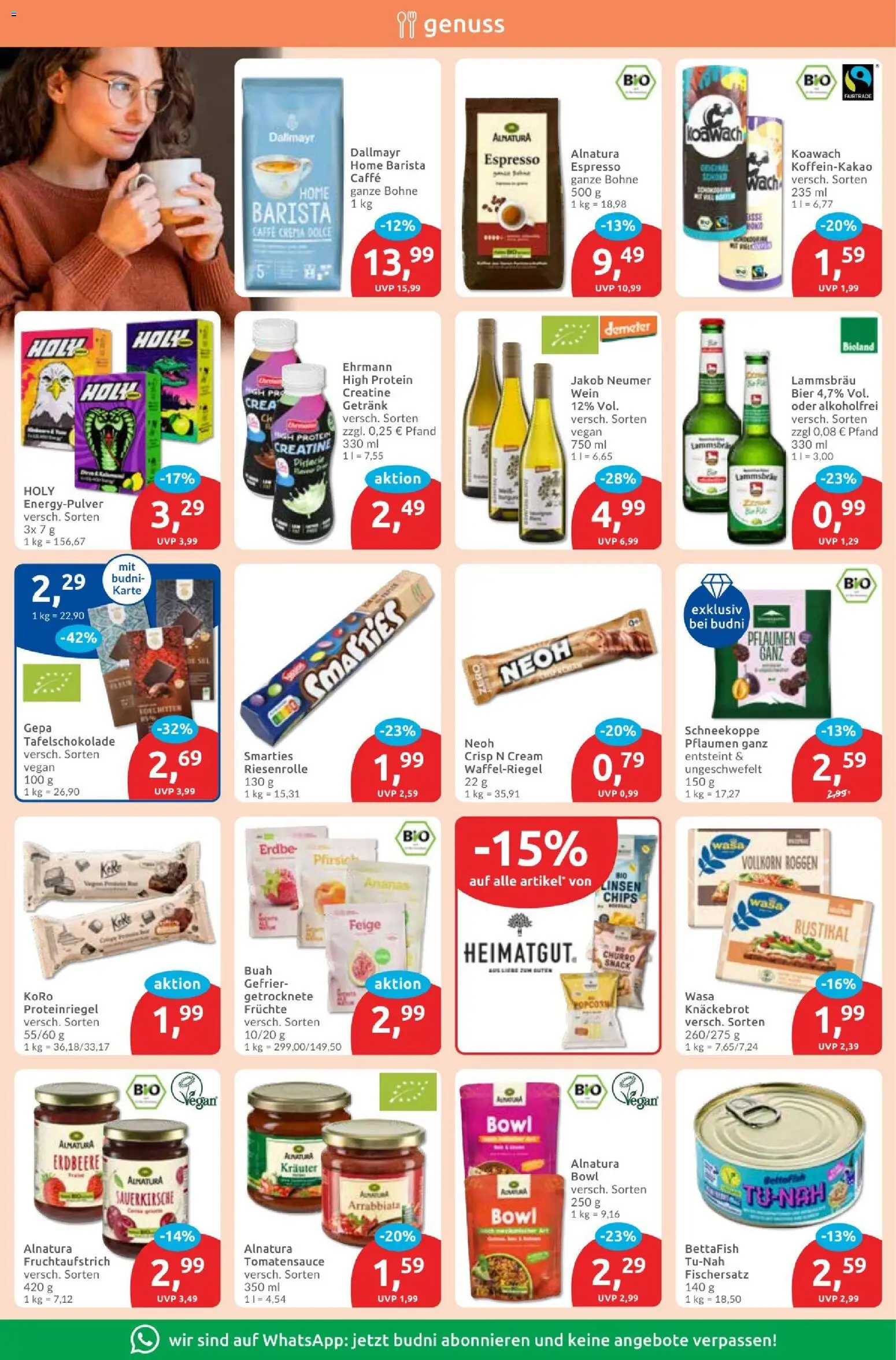 Budni Prospekt – gültig ab 06.01.2026 | Seite: 6 | Produkte: Bier, Smarties, Dallmayr, Pfirsich