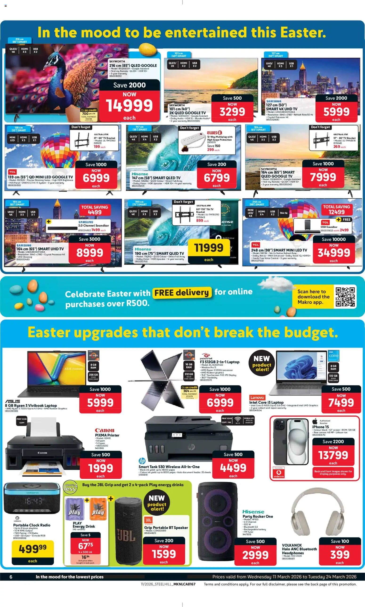 New Makro catalogue – valid from 11.03.2026 | Page: 6 | Products: Headphones, Tank, Battery, Clock