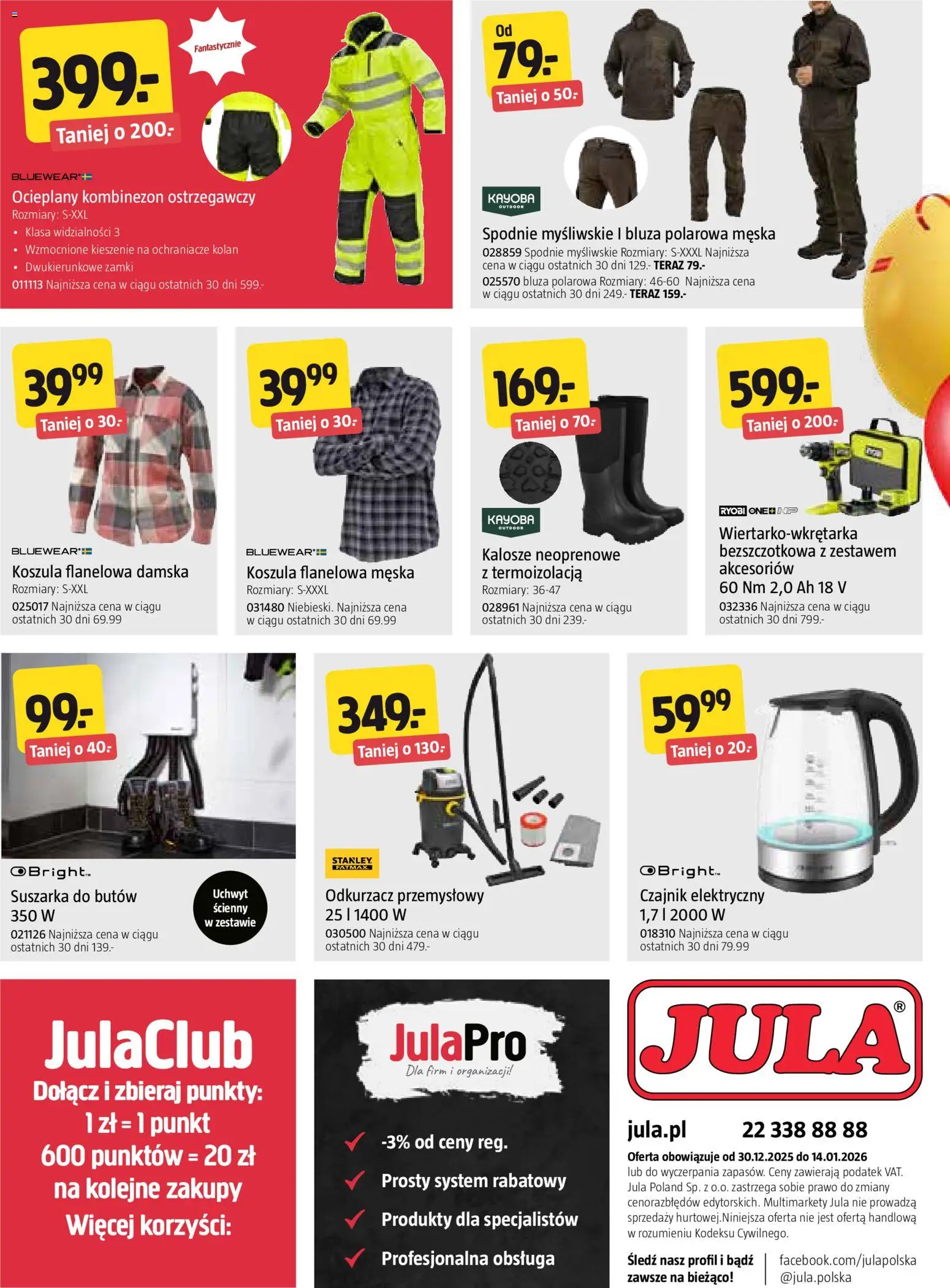 Jula Gazetka od 30.12.2025 | Strona: 18 | Produkty: Kombinezon, Spodnie, Kalosze, Odkurzacz przemysłowy