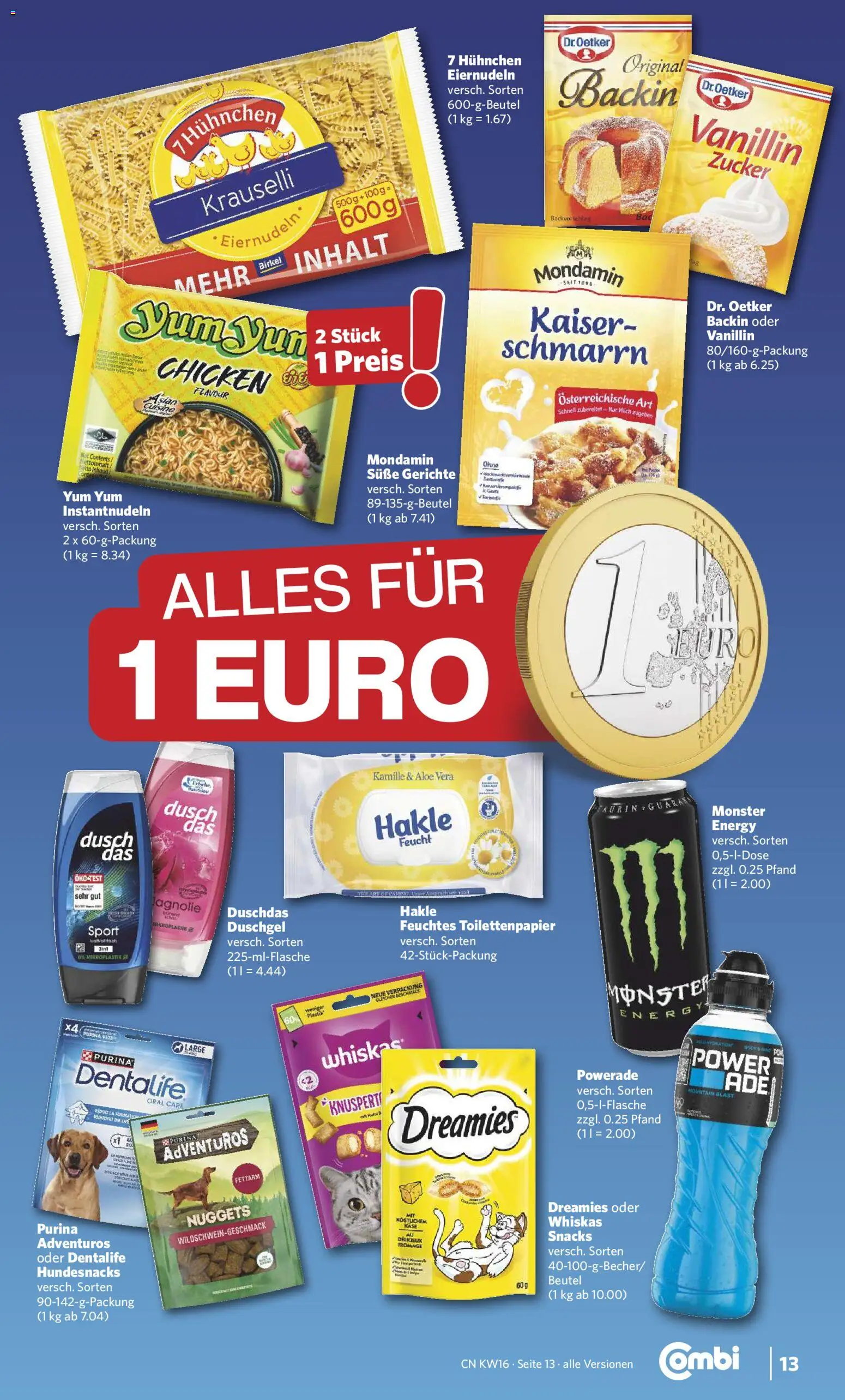 Combi Prospekt 	 – gültig ab 13.04.2026 | Seite: 13 | Produkte: Milch, Duschgel, Powerade, Toilettenpapier