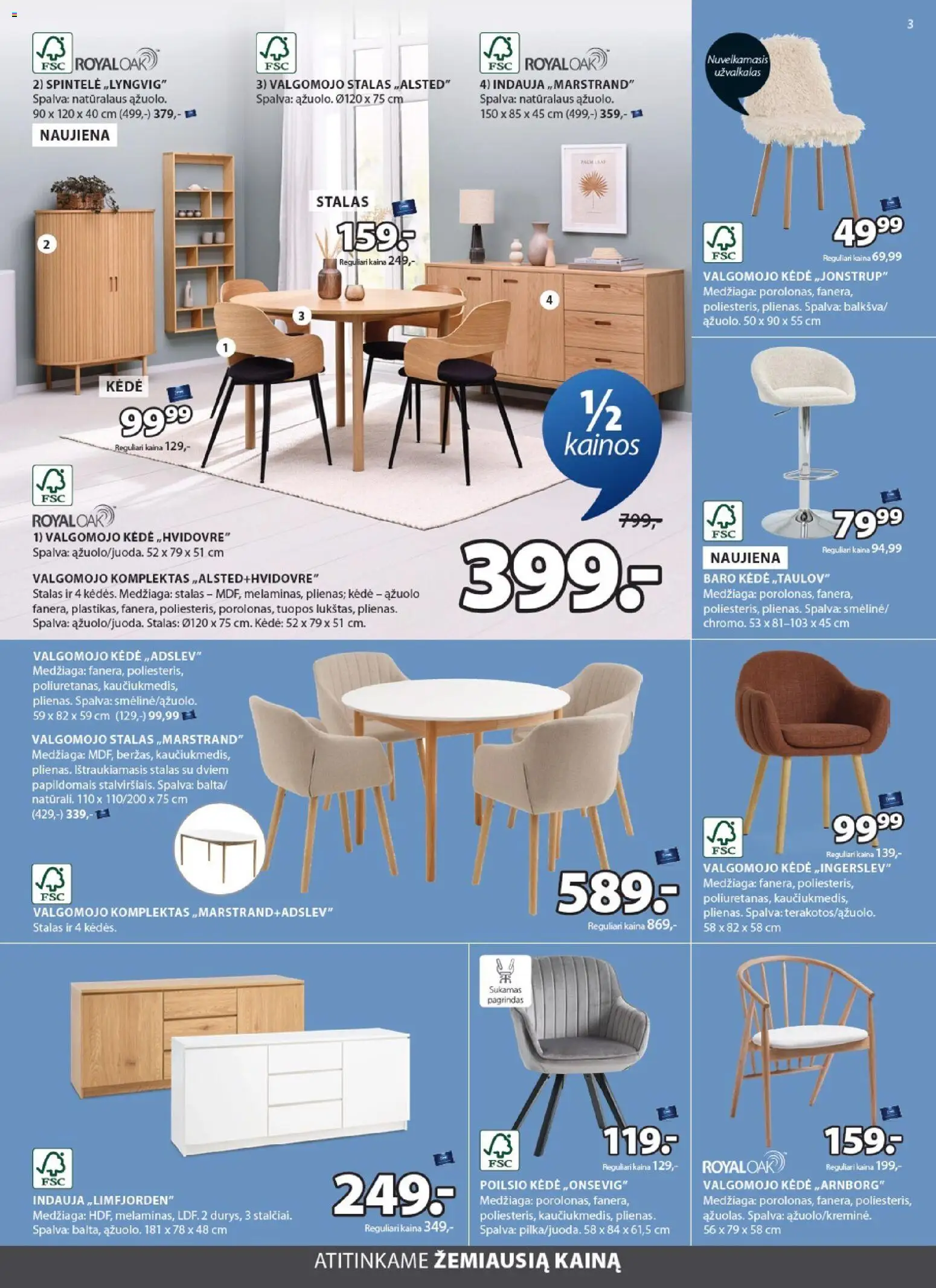JYSK akcijos nuo 28.10.2025 | Puslapis: 3 | Prekių: Indauja, Kėdė, Spintelė, Užvalkalas