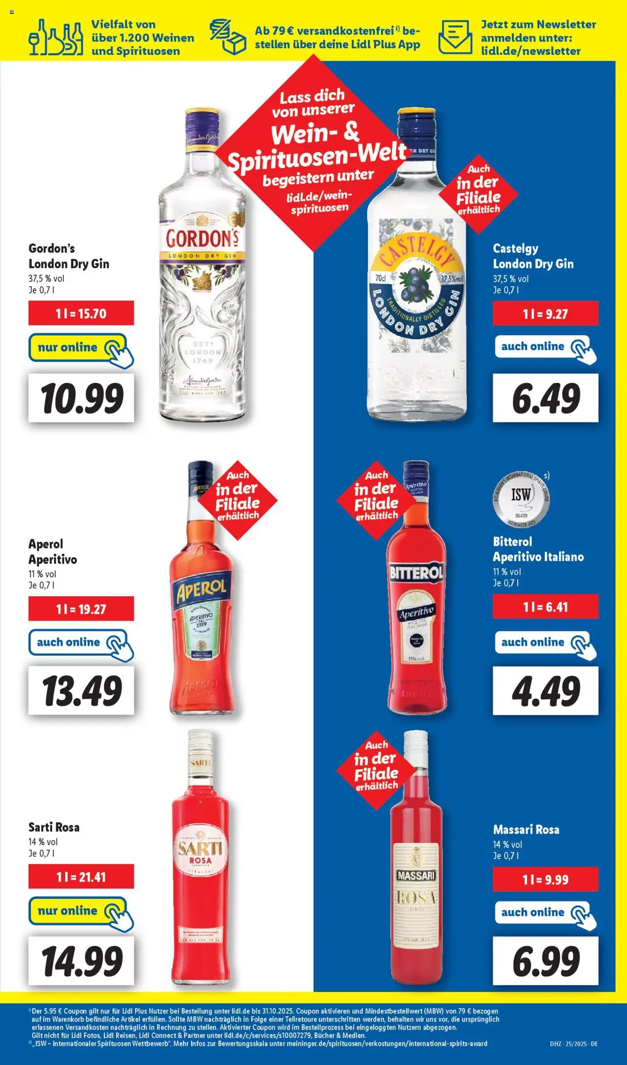 Lidl Prospekt 	 - gültig ab dem 16.06.2025 | Seite: 17 | Produkte: Aperol, Wein, Gin