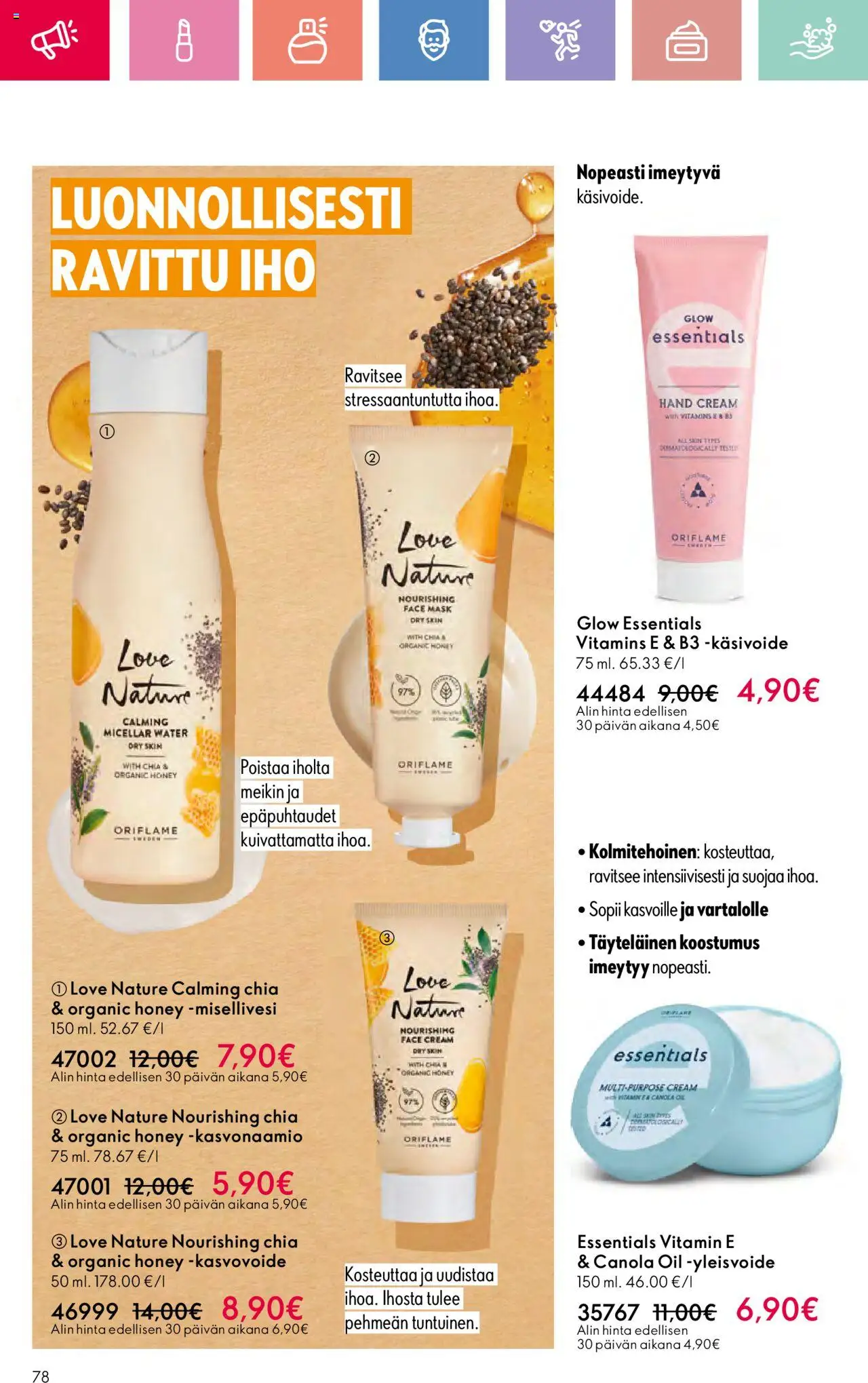  | Sivu: 78 | Tuotteet: Misellivesi, Käsivoide, Kasvonaamio, Kasvovoide