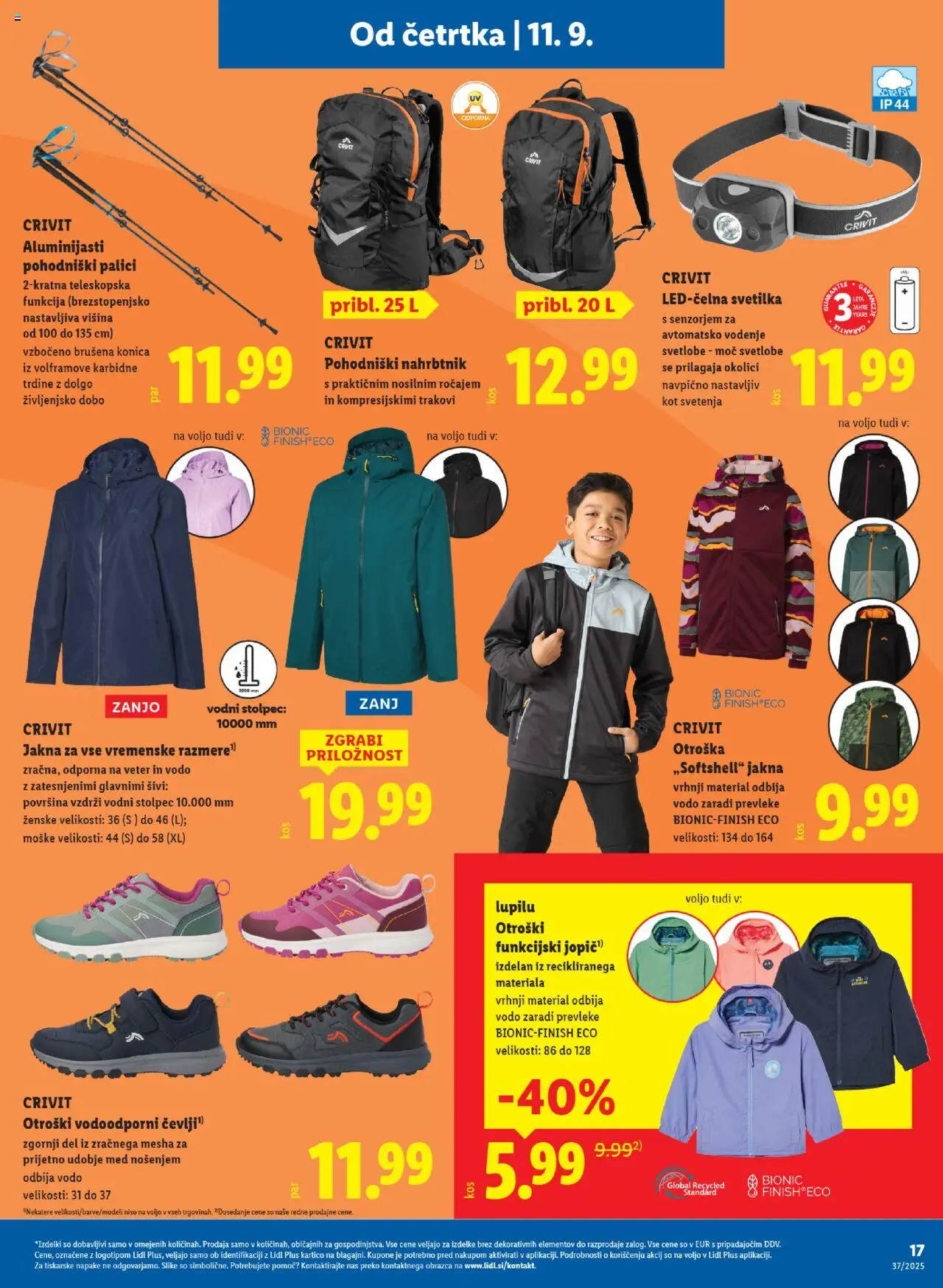 Novi Lidl katalog ponudbe – veljaven od 11.09.2025 | Stran: 25 | Izdelki: Svetilka, Jakna, Nahrbtnik