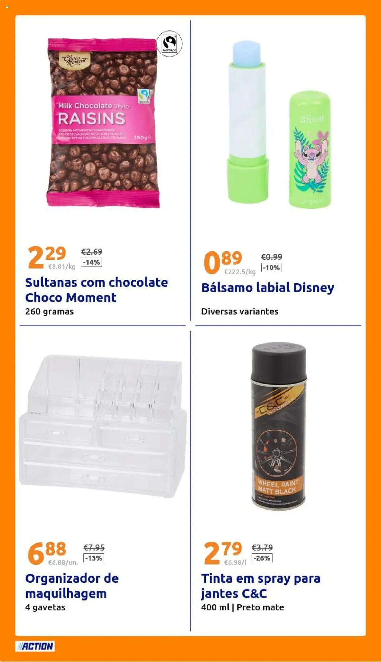 Action folheto │ válido de 08.10.2025 | Página: 26 | Produtos: Tinta, Maquilhagem, Chocolate, Organizador