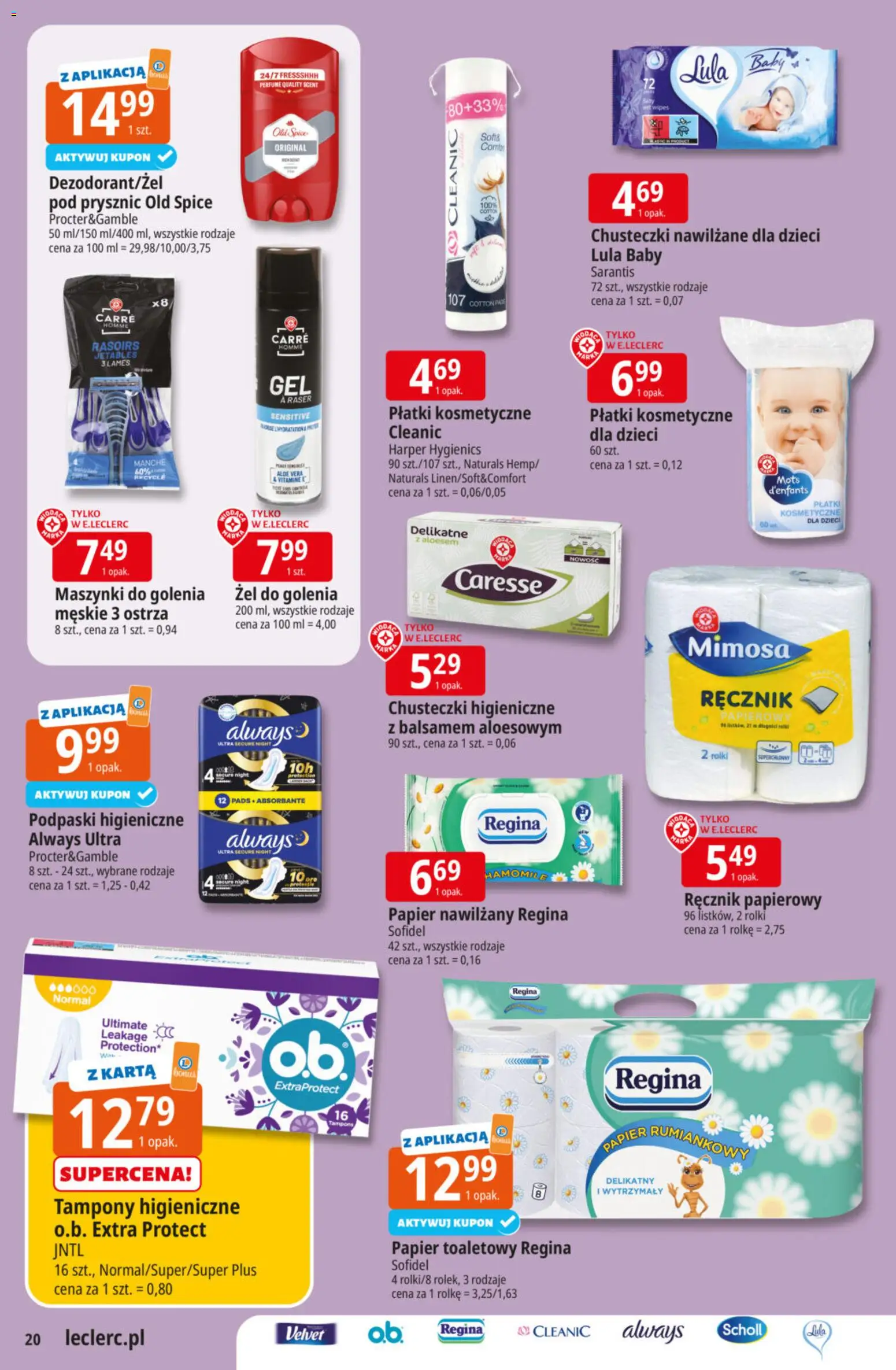 E.Leclerc Gazetka od 24.02.2026 | Strona: 20 | Produkty: Podpaski, Płatki kosmetyczne, Płatki, Old spice