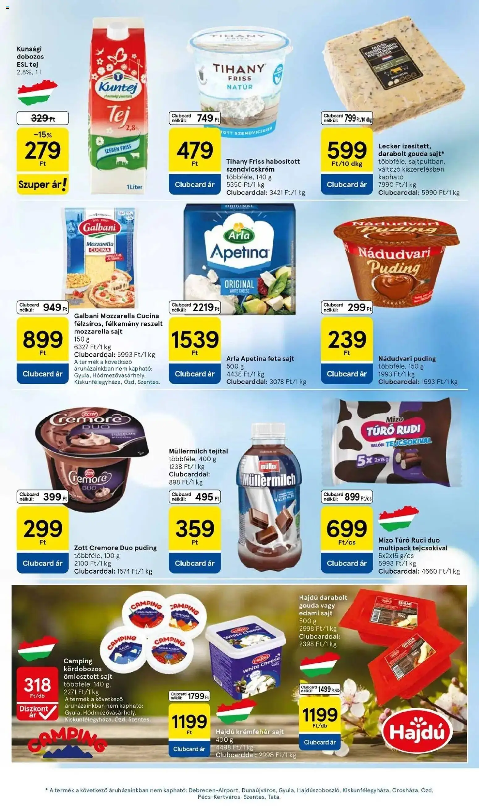 Tesco akciós ujság - amely érvényes a következő dátumtól: 23.04.2026 | Oldal: 15 | Termékek: Feta sajt, Mozzarella, Túró rudi, Edami sajt
