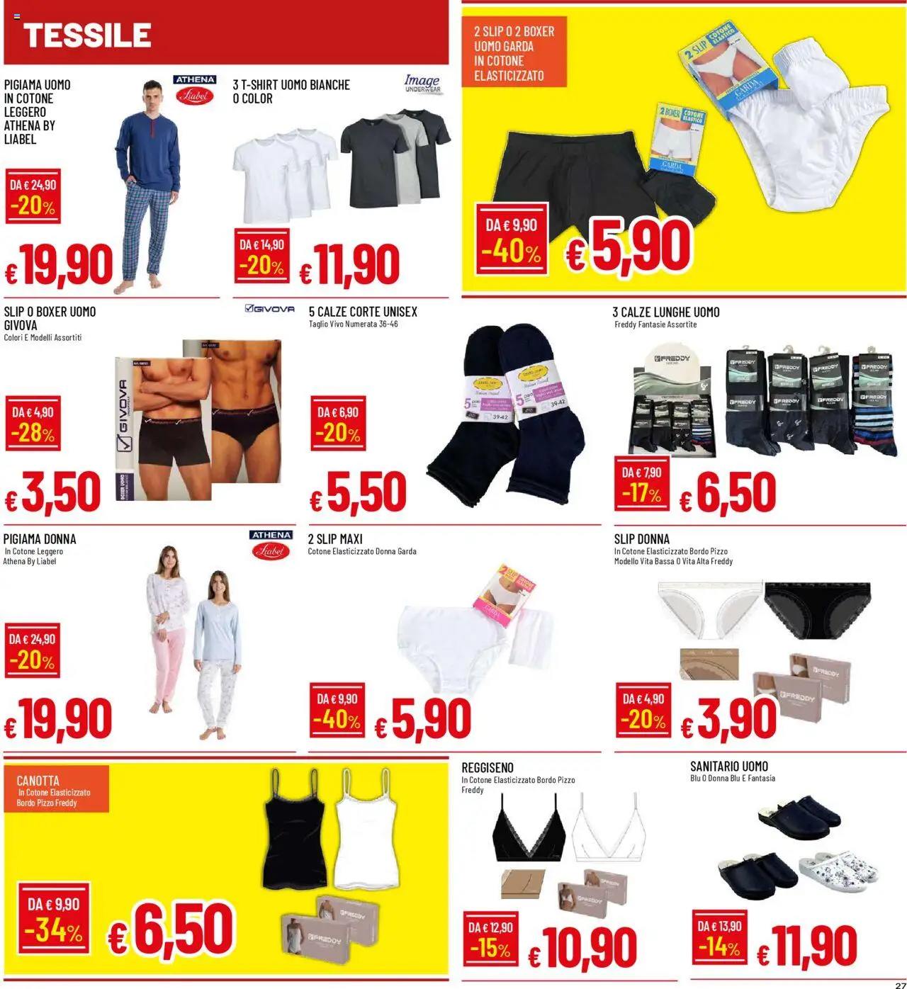 Volantino Famila del 09.10.2025 | Pagina: 27 | Prodotti: Canotta, Reggiseno, Pigiama, Boxer