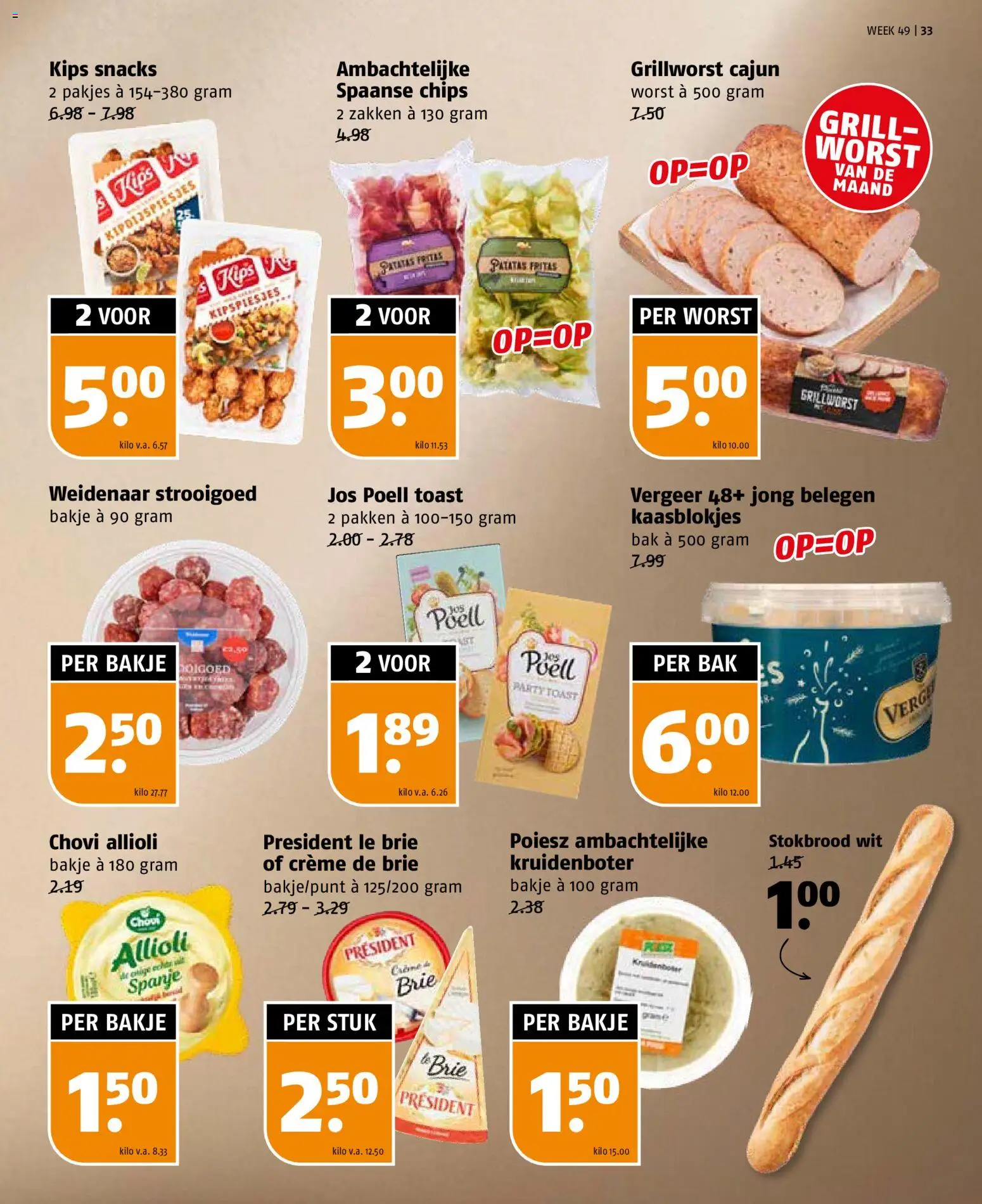 {H1} | Pagina: 33 | Producten: Snacks, Brie, Stokbrood, Grill