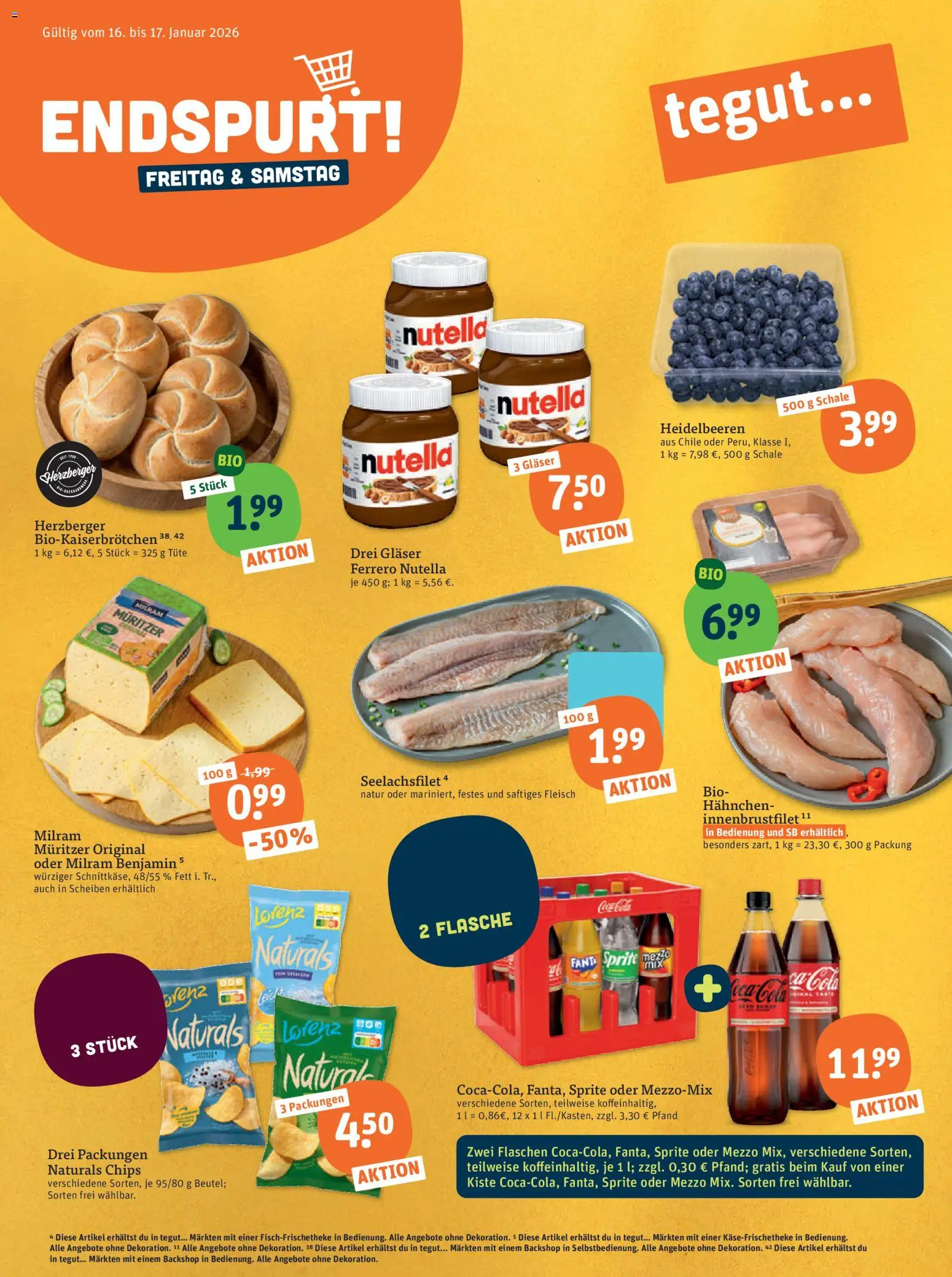 Tegut Prospekt – gültig ab 16.01.2026 | Seite: 1 | Produkte: Fanta, Cola, Heidelbeeren, Chips