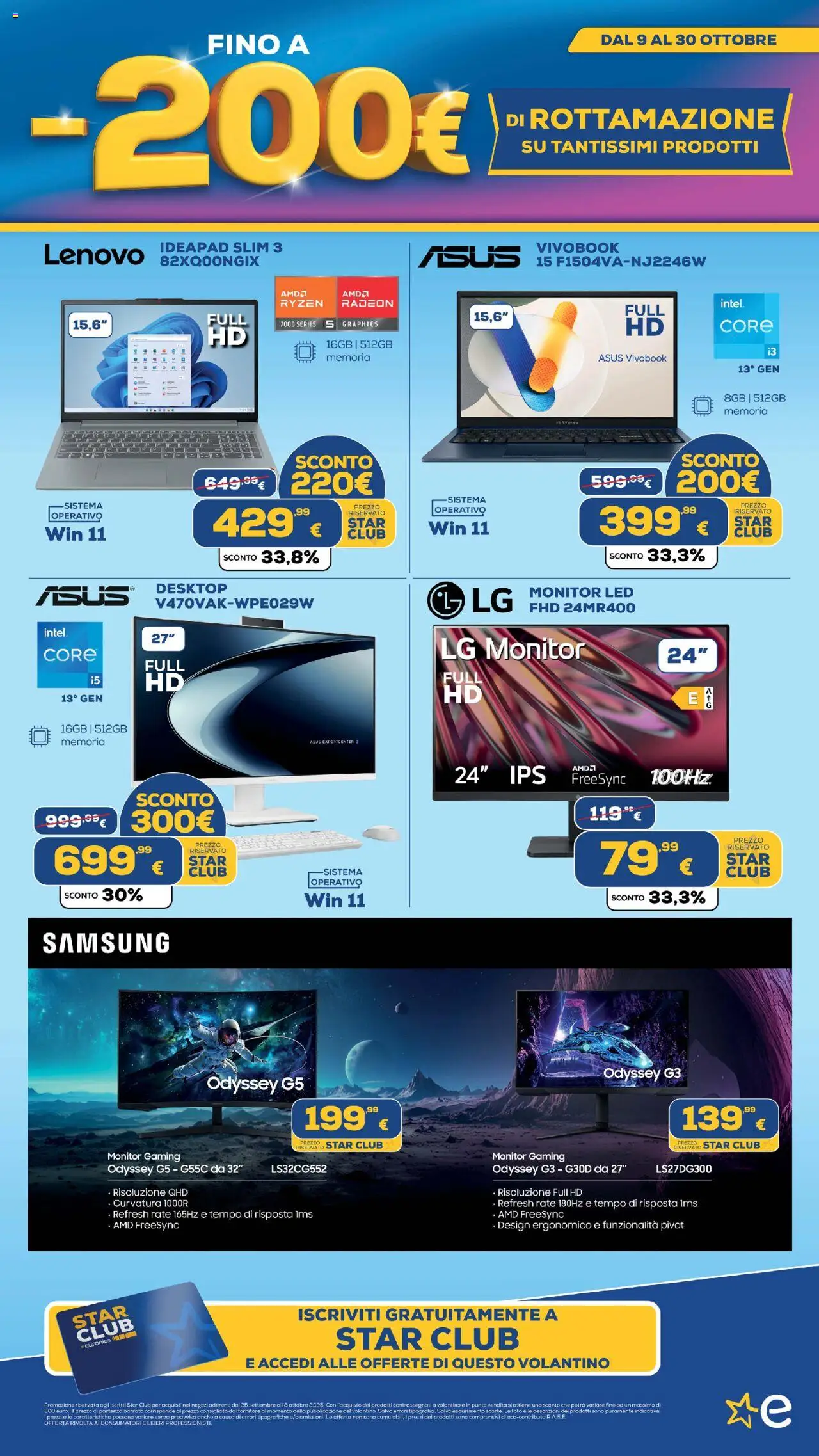 Volantino Euronics del 09.10.2025 | Pagina: 61 | Prodotti: Monitor, Samsung