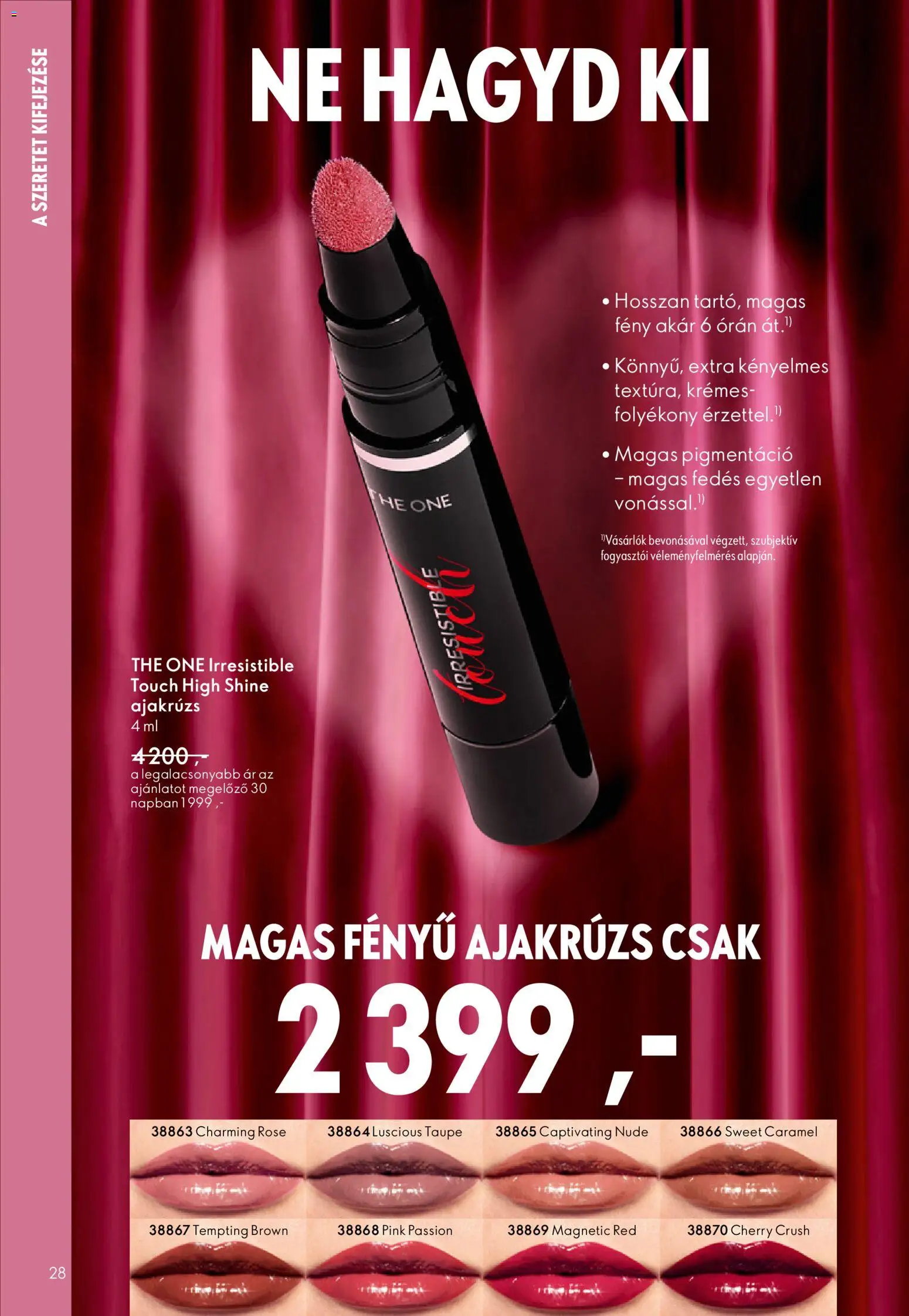 Oriflame akciós ujság - amely érvényes a következő dátumtól: 21.01.2026 | Oldal: 28 | Termékek: Ajakrúzs