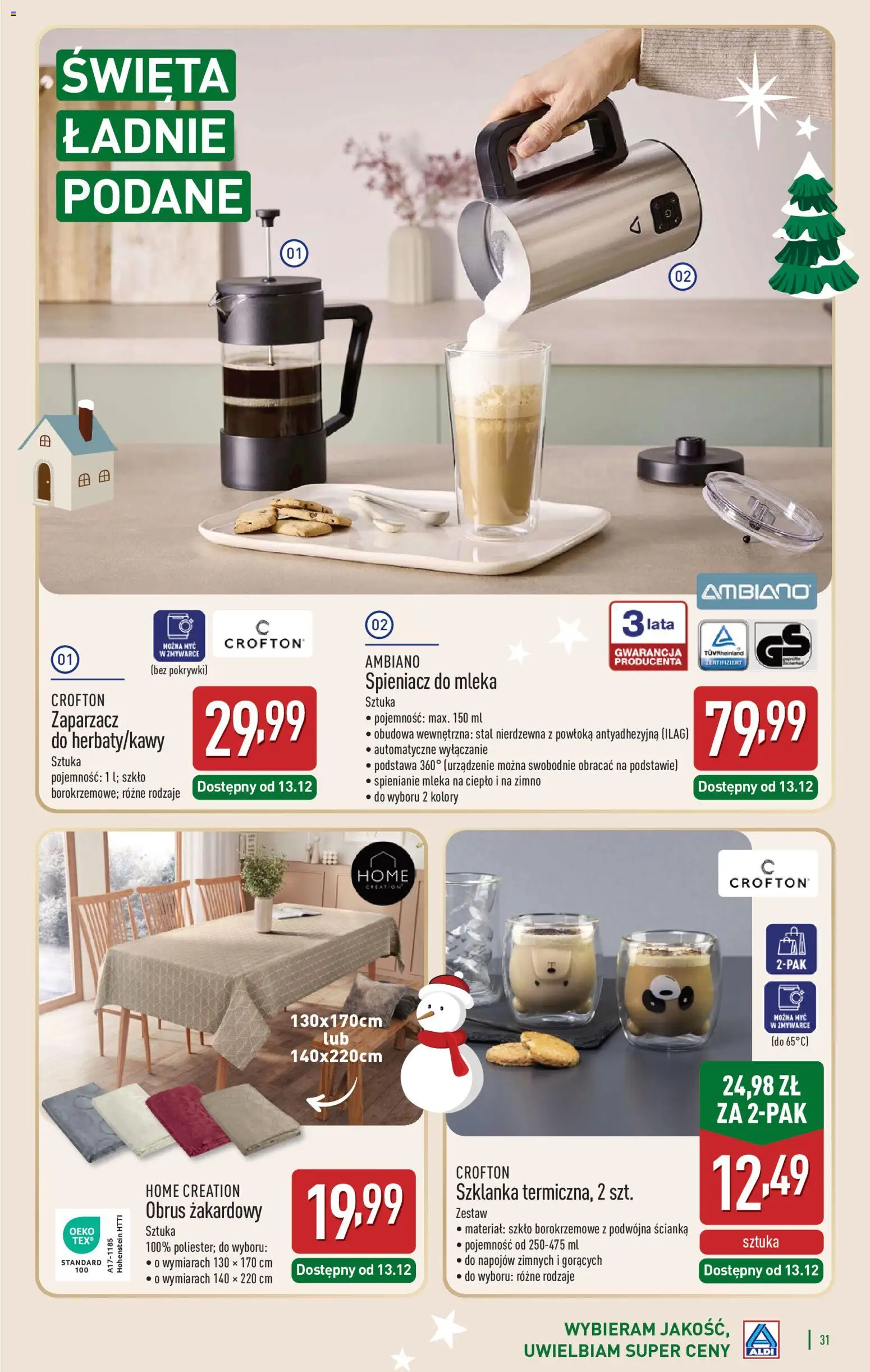 Aldi Gazetka - Katalog prezentowy od 03.11.2025 | Strona: 31 | Produkty: Szklanka, Mleka, Spieniacz do mleka