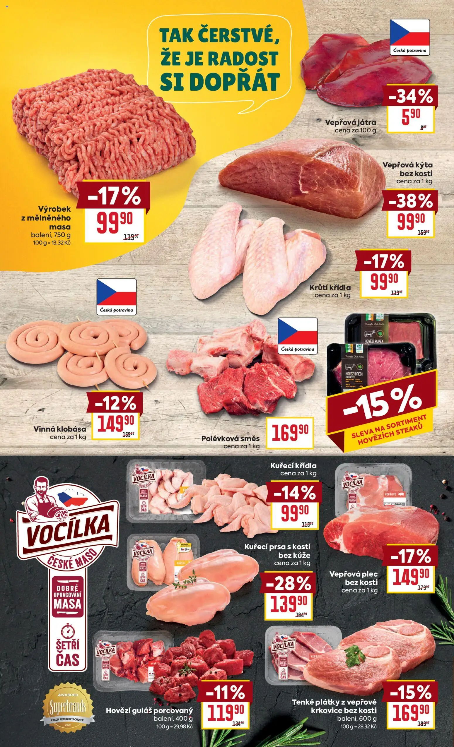Billa Velký leták od 04.03.2026 | Strana: 8 | Produkty: Kuřecí prsa, Hovězí, Klobása, Krkovice bez kosti