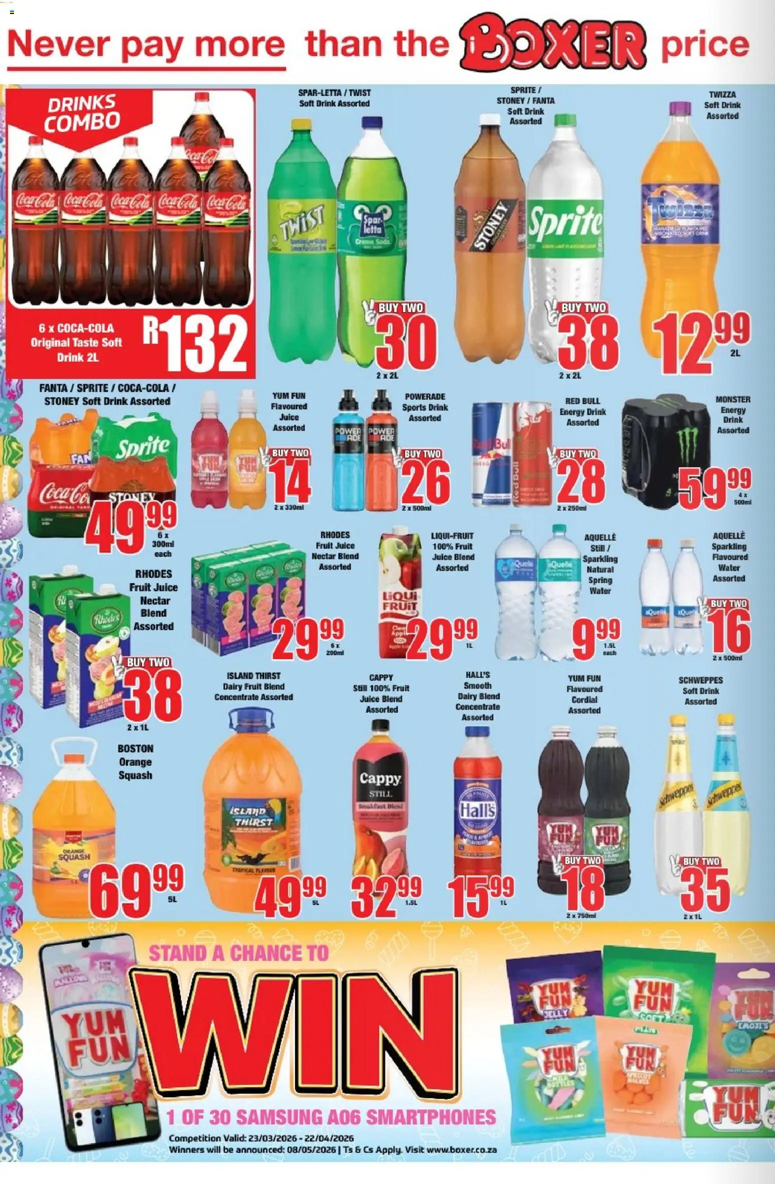 New Boxer catalogue – valid from 23.03.2026 | Page: 6 | Products: Squash, Juice, Fanta, Sprite