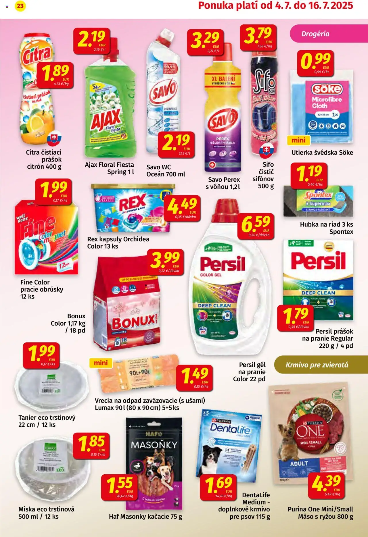 Koruna leták │ platný od 04.07.2025 | Strana: 23 | Produkty: Persil, Hubka, Prášok na pranie, Čistiaci prostriedok