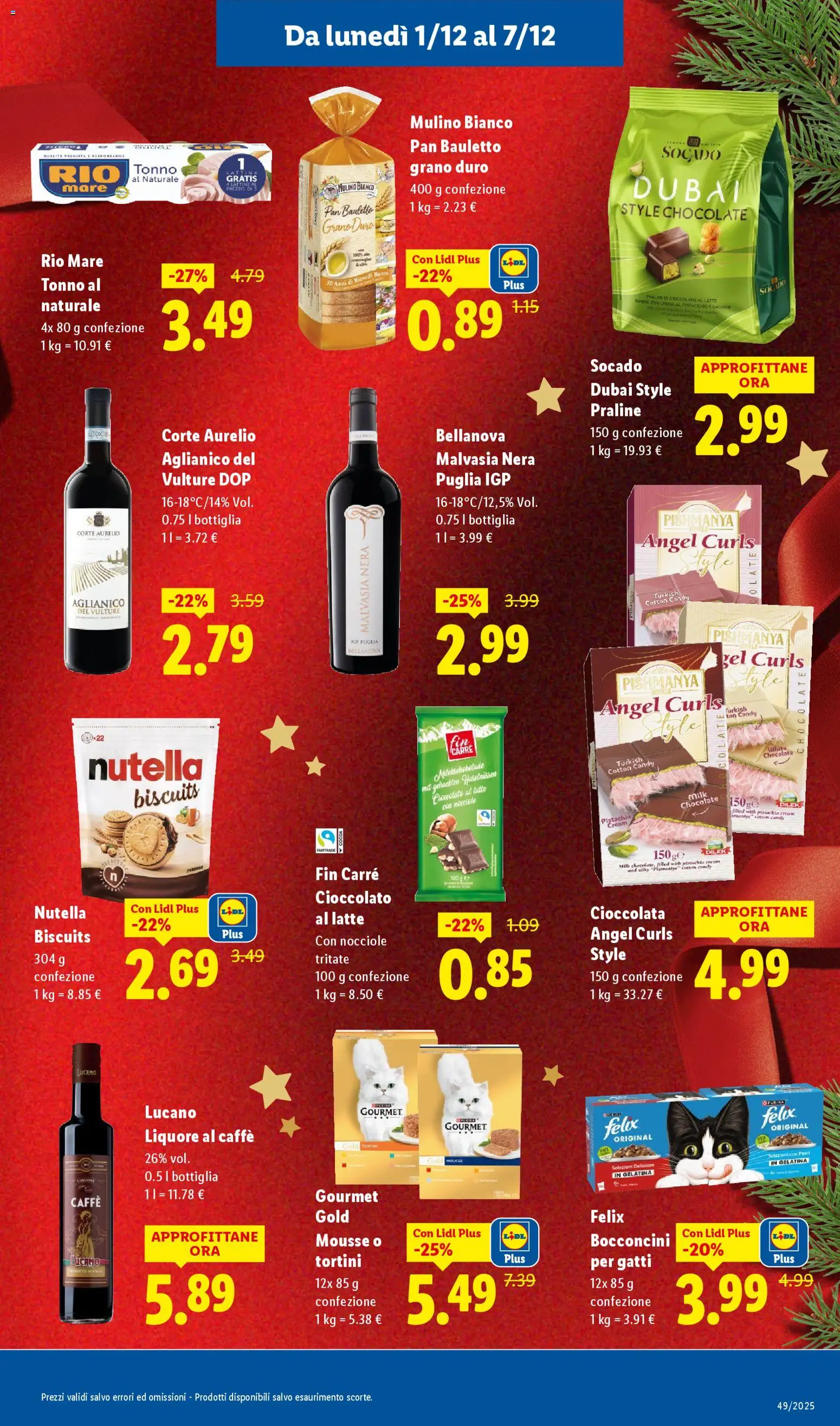 Volantino Lidl del 01.12.2025 | Pagina: 21 | Prodotti: Crema, Cioccolato, Tonno al naturale, Liquore
