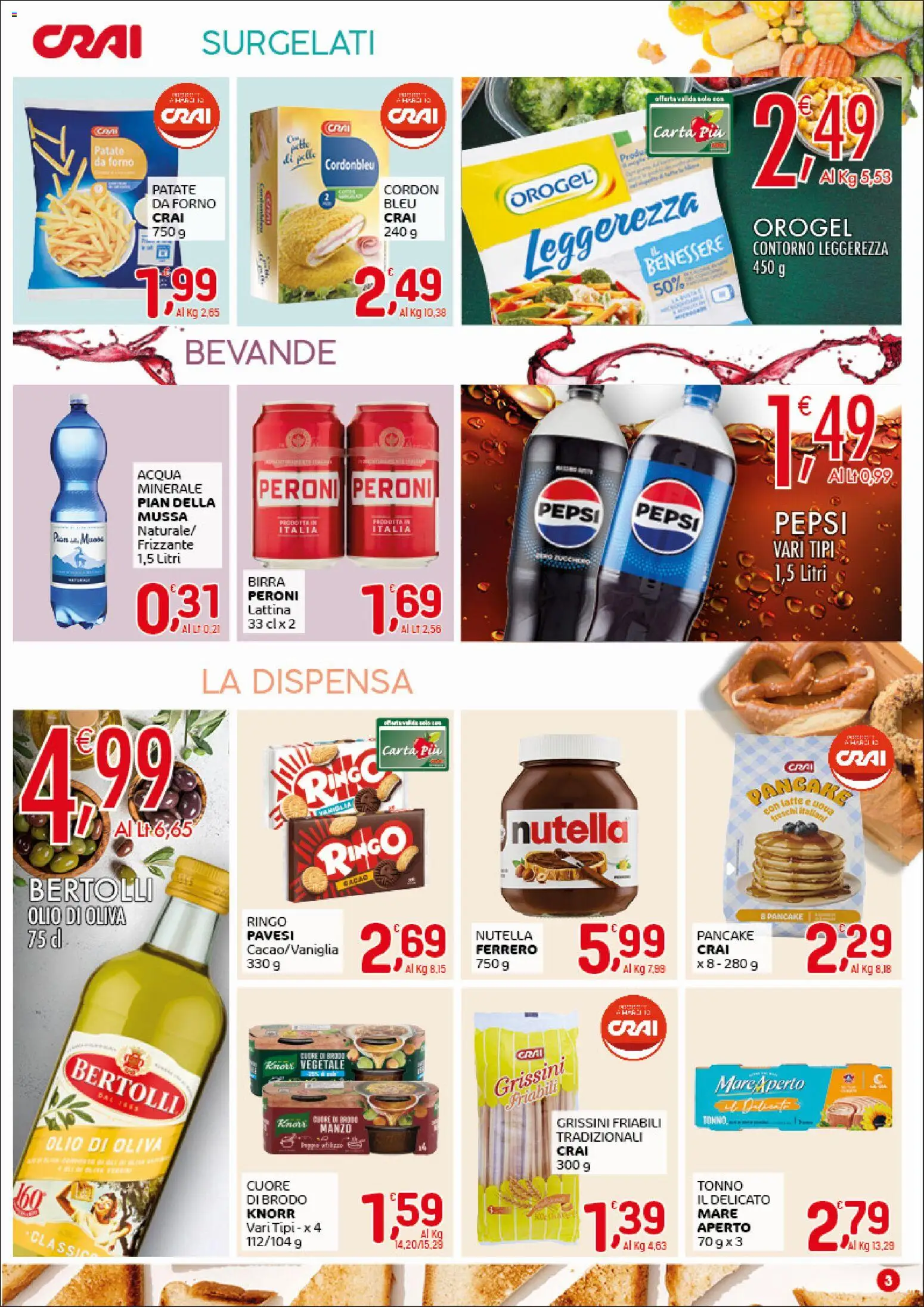Volantino CRAI del 05.03.2026 | Pagina: 3 | Prodotti: Uova, Manzo, Nutella, Grissini