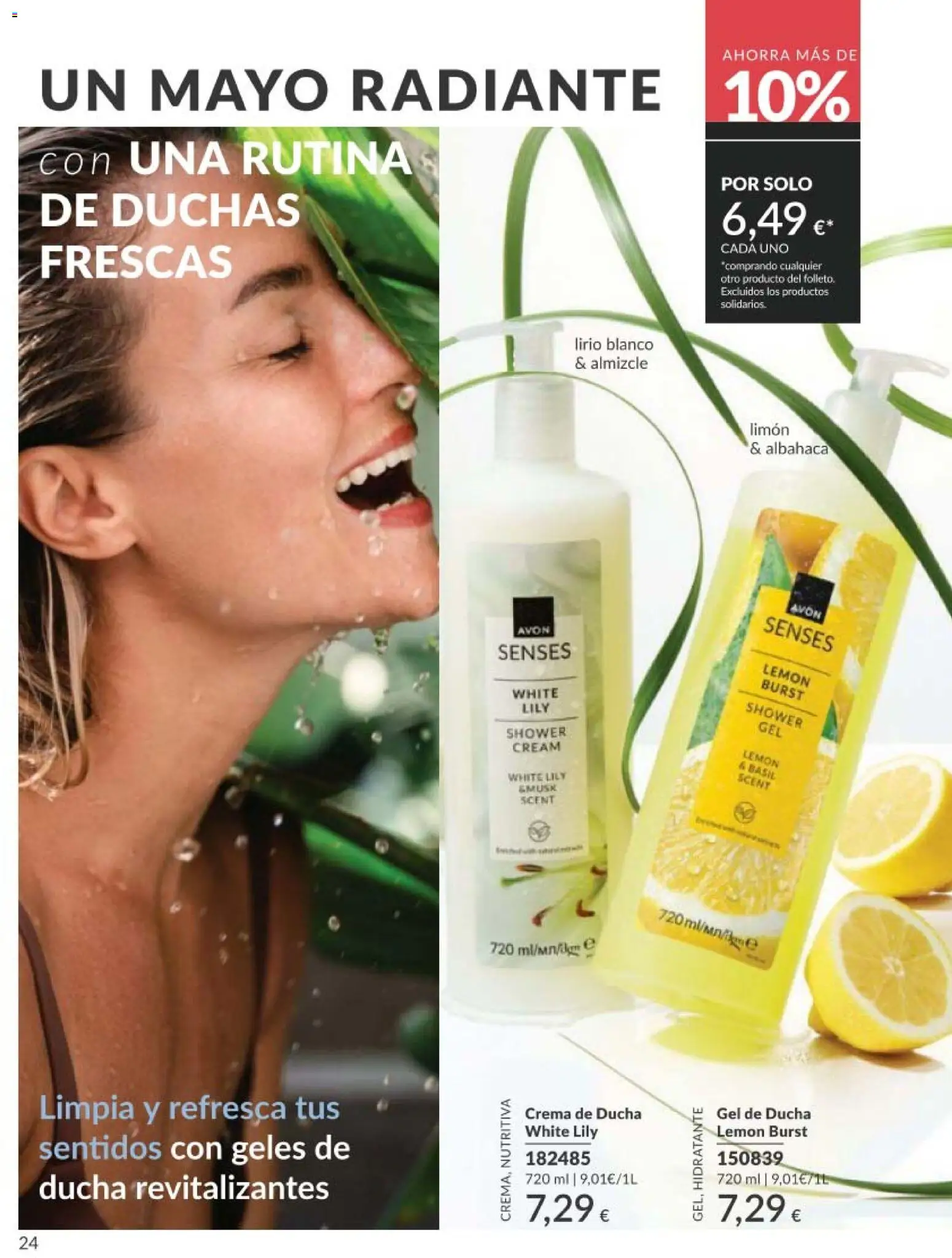 Catálogo AVON campaña 5 │ válido desde el 01.05.2026 | Página: 24 | Productos: Gel de ducha, Crema, Crema nutritiva, Ducha