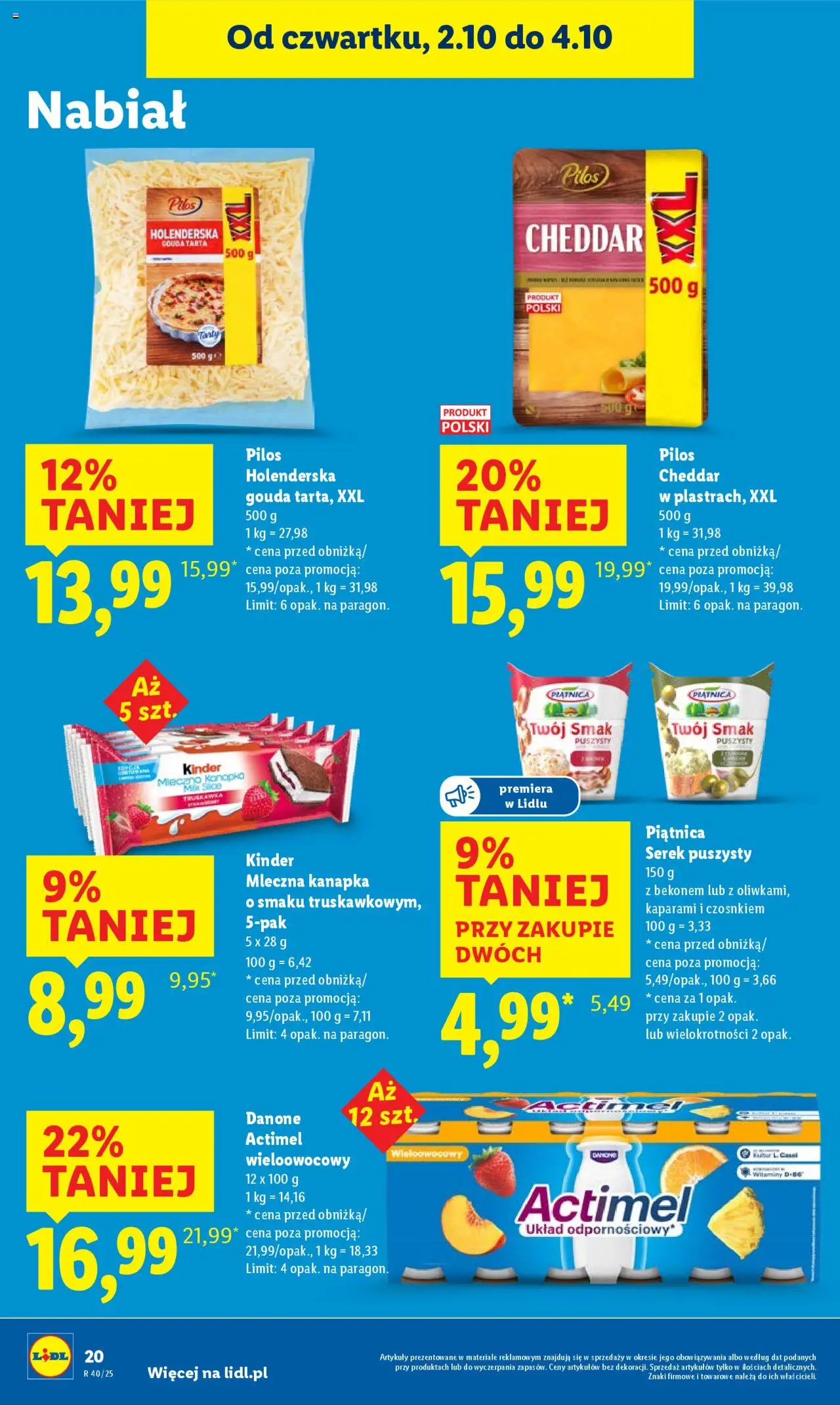 Lidl Gazetka od 02.10.2025 | Strona: 24 | Produkty: Serek, Cheddar