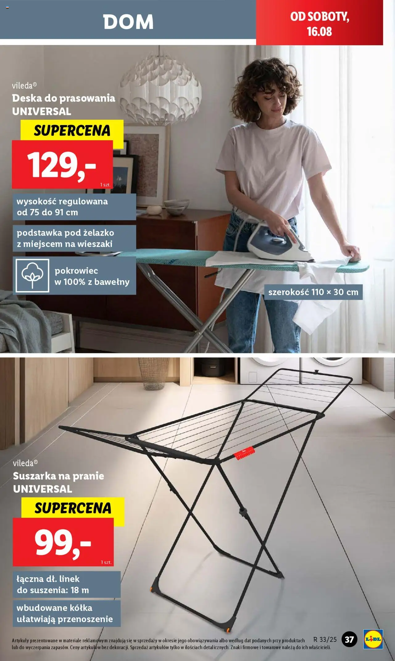 Lidl Katalog od 11.08.2025 | Strona: 41 | Produkty: Suszarka na pranie, Suszarka, Wieszaki, Deska do prasowania