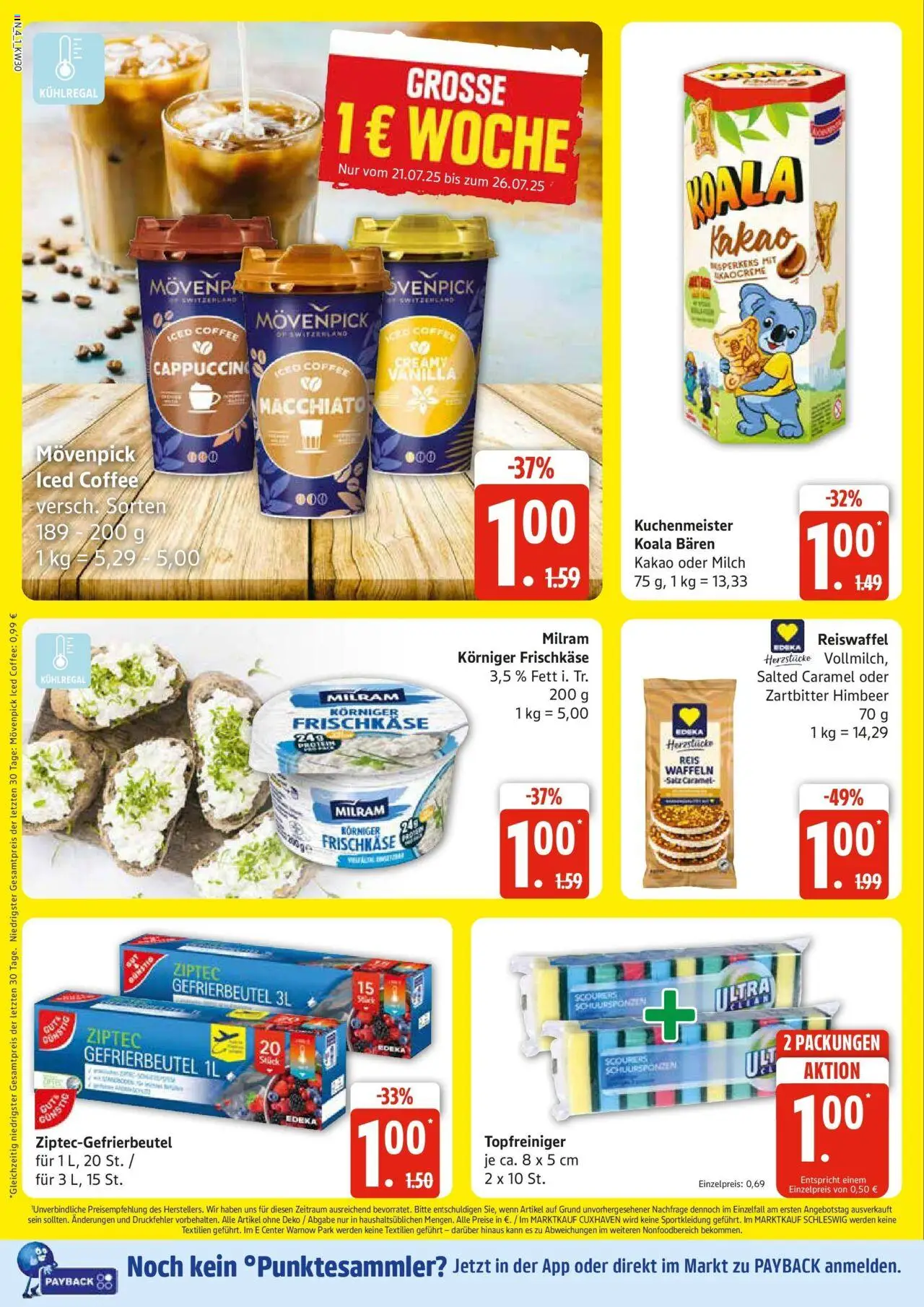 Edeka prospekt Rostock	 - gültig ab dem 20.07.2025 | Seite: 4 | Produkte: Milch, Waffeln, Reis, Frischkase