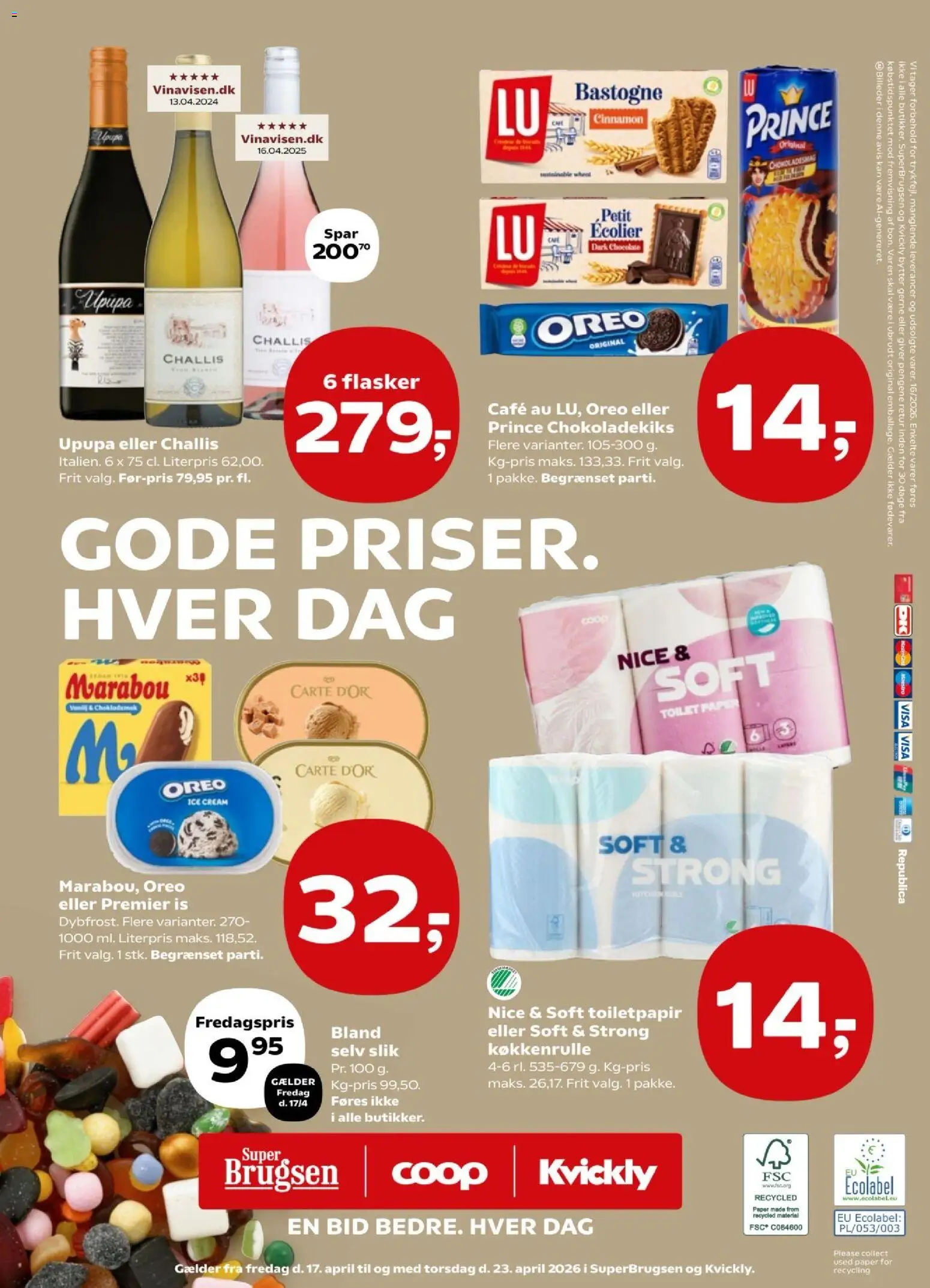 Kvickly tilbudsavis – gyldig fra 17.04.2026 | Side: 42 | Produkter: Slik, Toilet, Is, Oreo