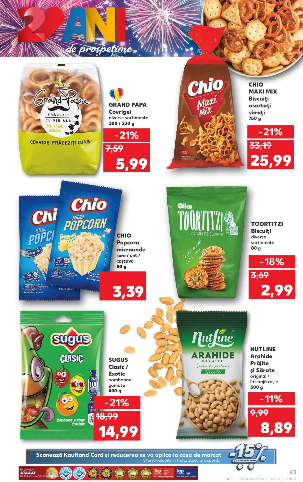 Kaufland RO akciós ujság - amely érvényes a következő dátumtól: 20.08.2025 | Oldal: 43 | Termékek: Popcorn