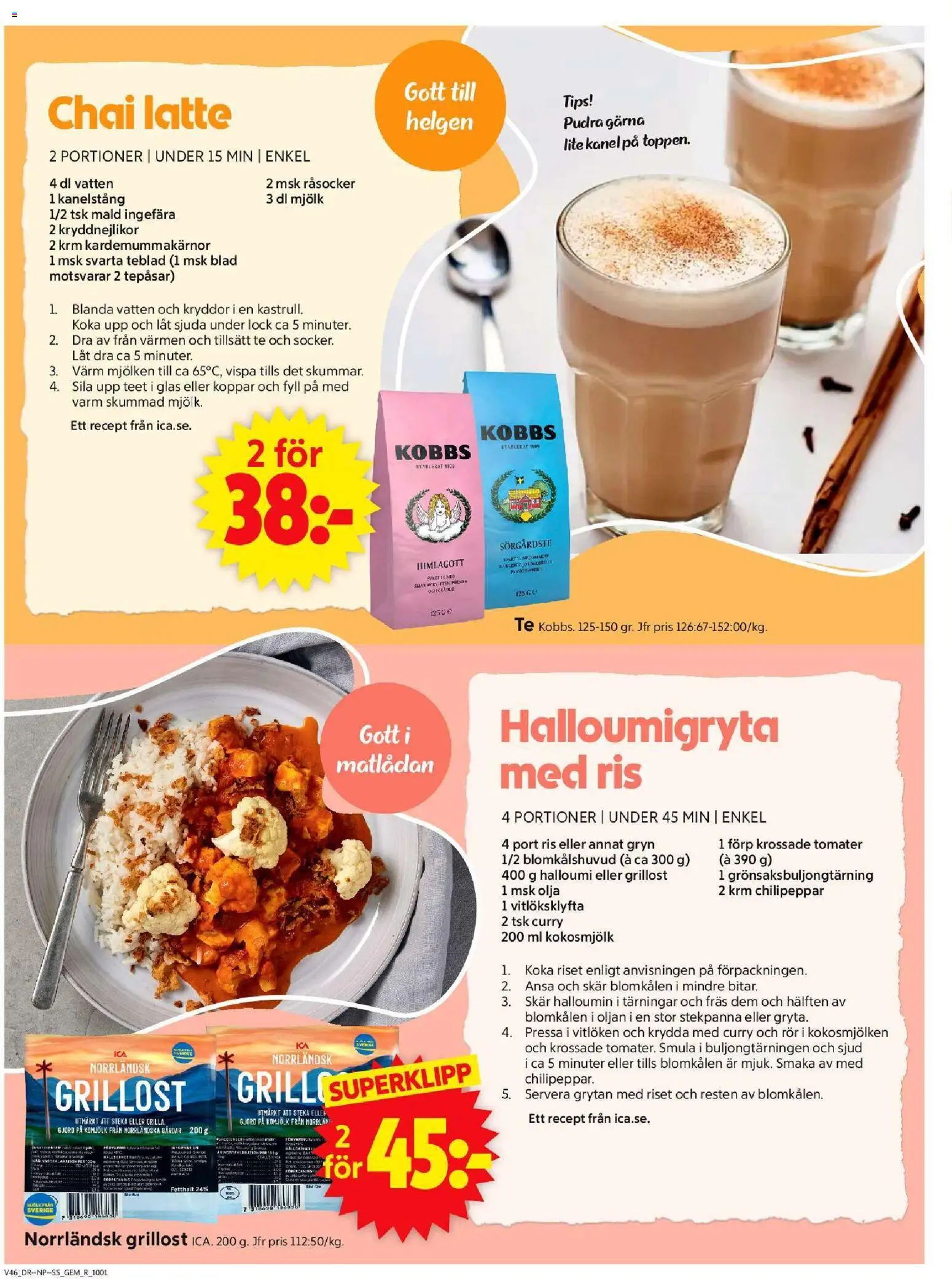 ICA Supermarket reklamblad aktuell från 10.11.2025 | Sida: 6 | Produkter: Halloumi, Tomater, Ris, Te
