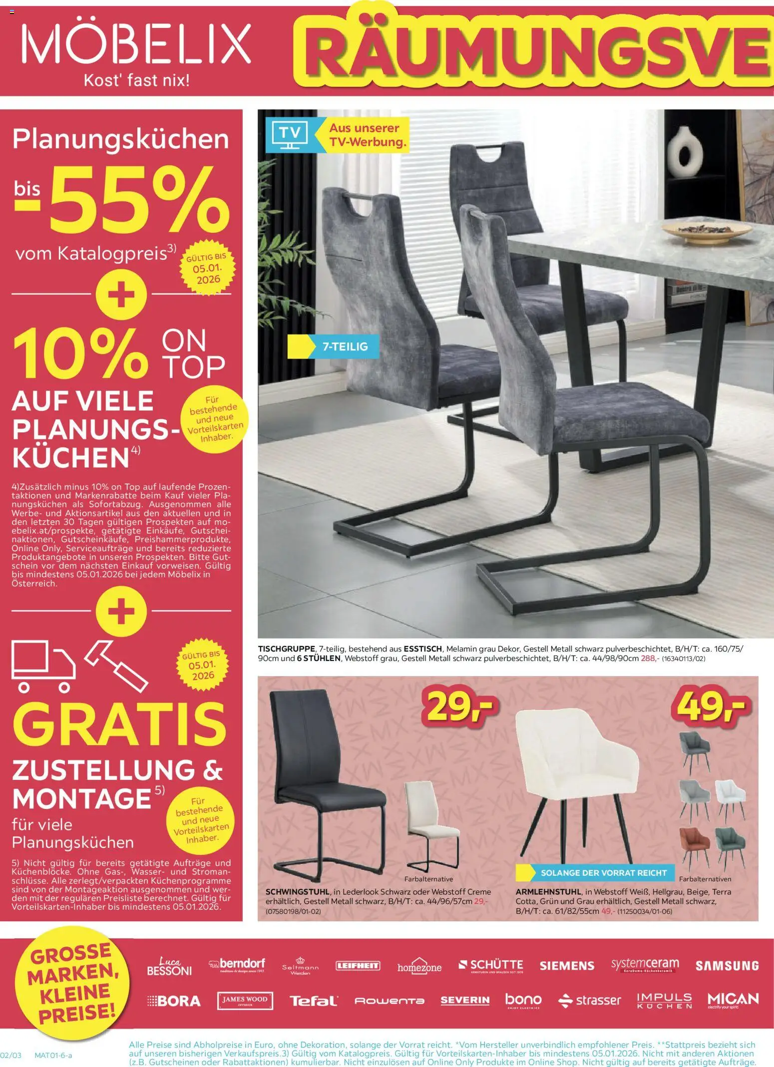 Möbelix Räumungs-Verkauf gültig ab 22.12.2025 | Seite: 2 | Produkte: Wasser, Samsung, Creme