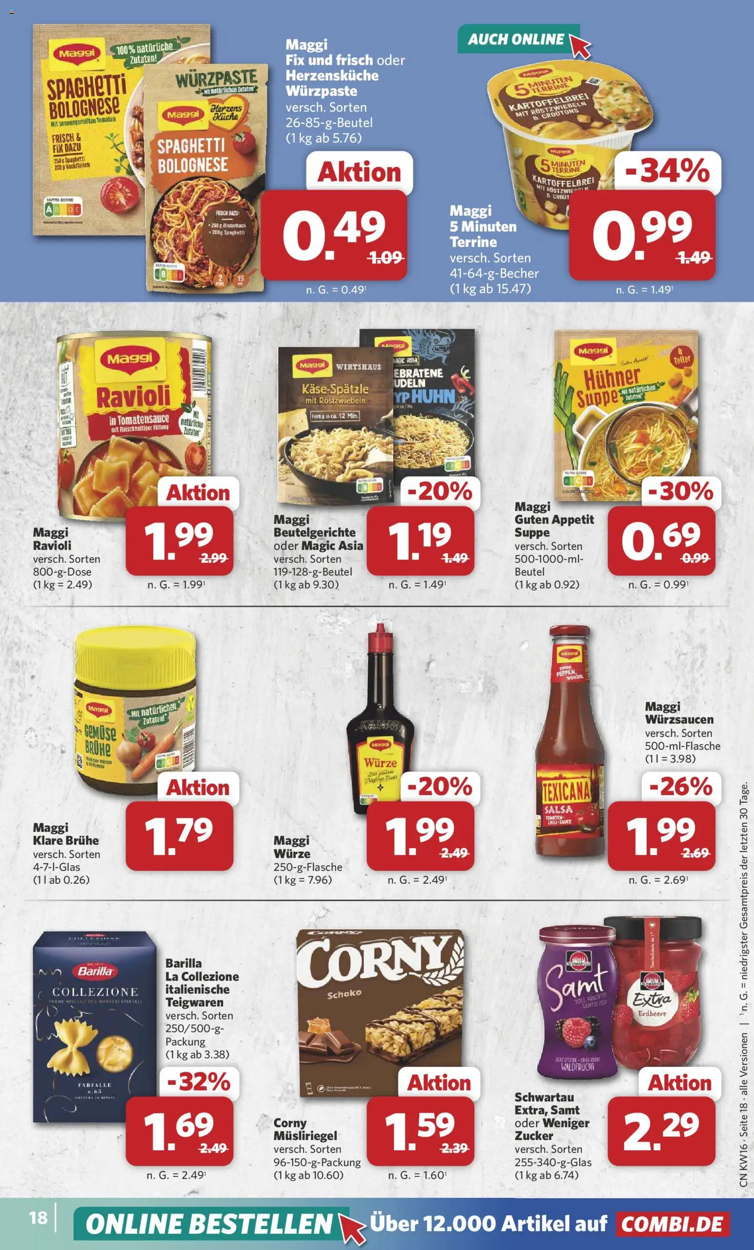 Combi Prospekt 	 – gültig ab 13.04.2026 | Seite: 18 | Produkte: Barilla, Tomaten, Gemüse, Zucker