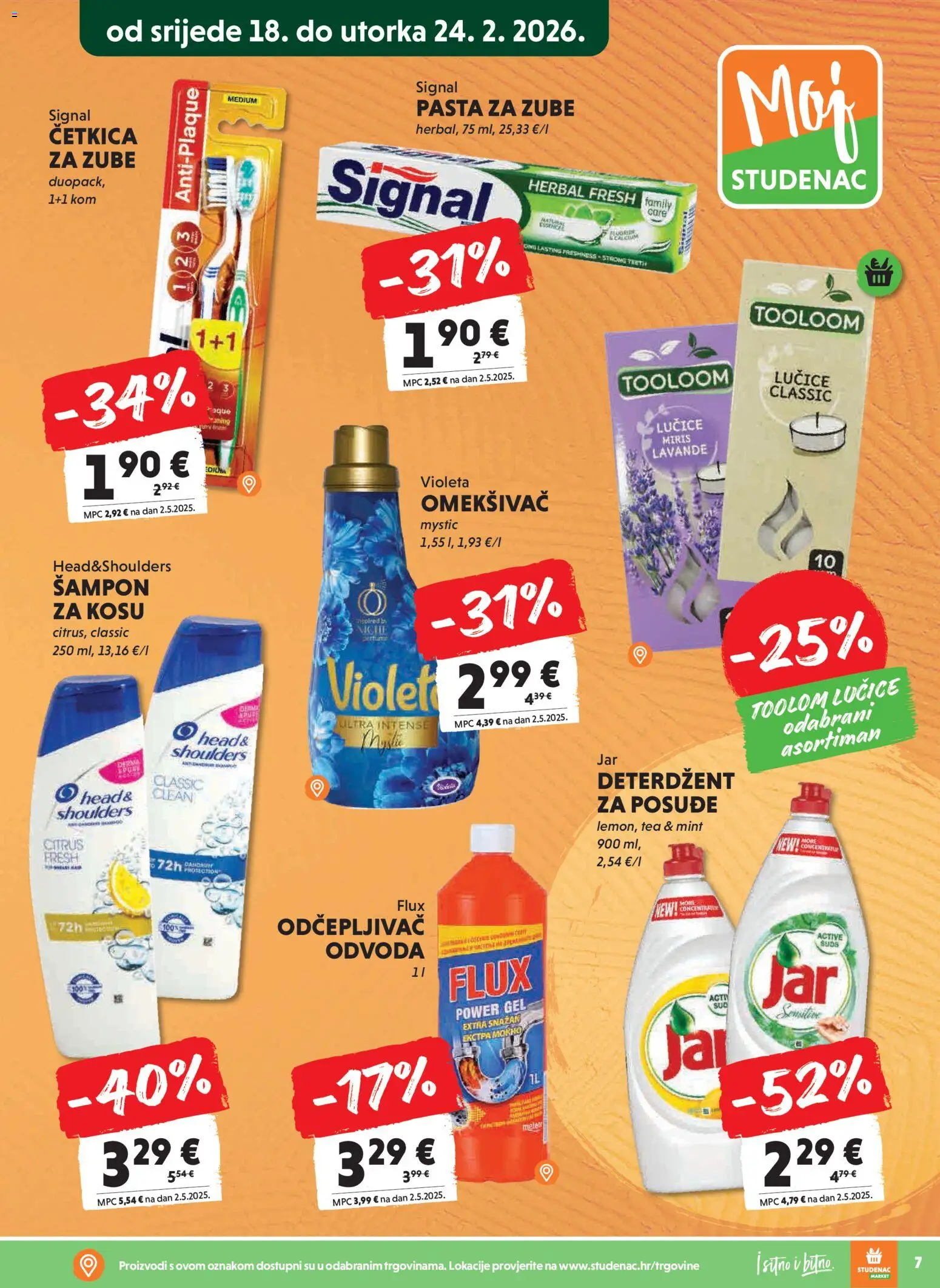 Studenac katalog | vrijedi od 18.02.2026 | Stranica: 7 | Proizvodi: Miris, Pasta za zube, Pasta, Violeta