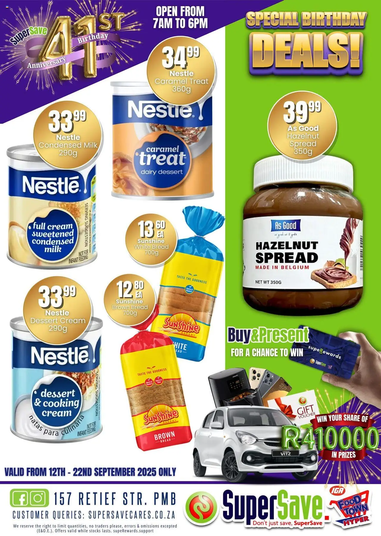 New Super Save catalogue – valid from 16.09.2025 | Page: 5 | Products: Bakery, Milk, Condensed milk, Caramel