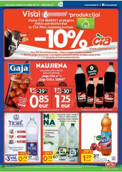 ČIA MARKET leidinys galioja nuo 14.04.2026 | Puslapis: 15 | Prekių: Gaivusis gėrimas, Pienas, Arbata, Mineralinis vanduo