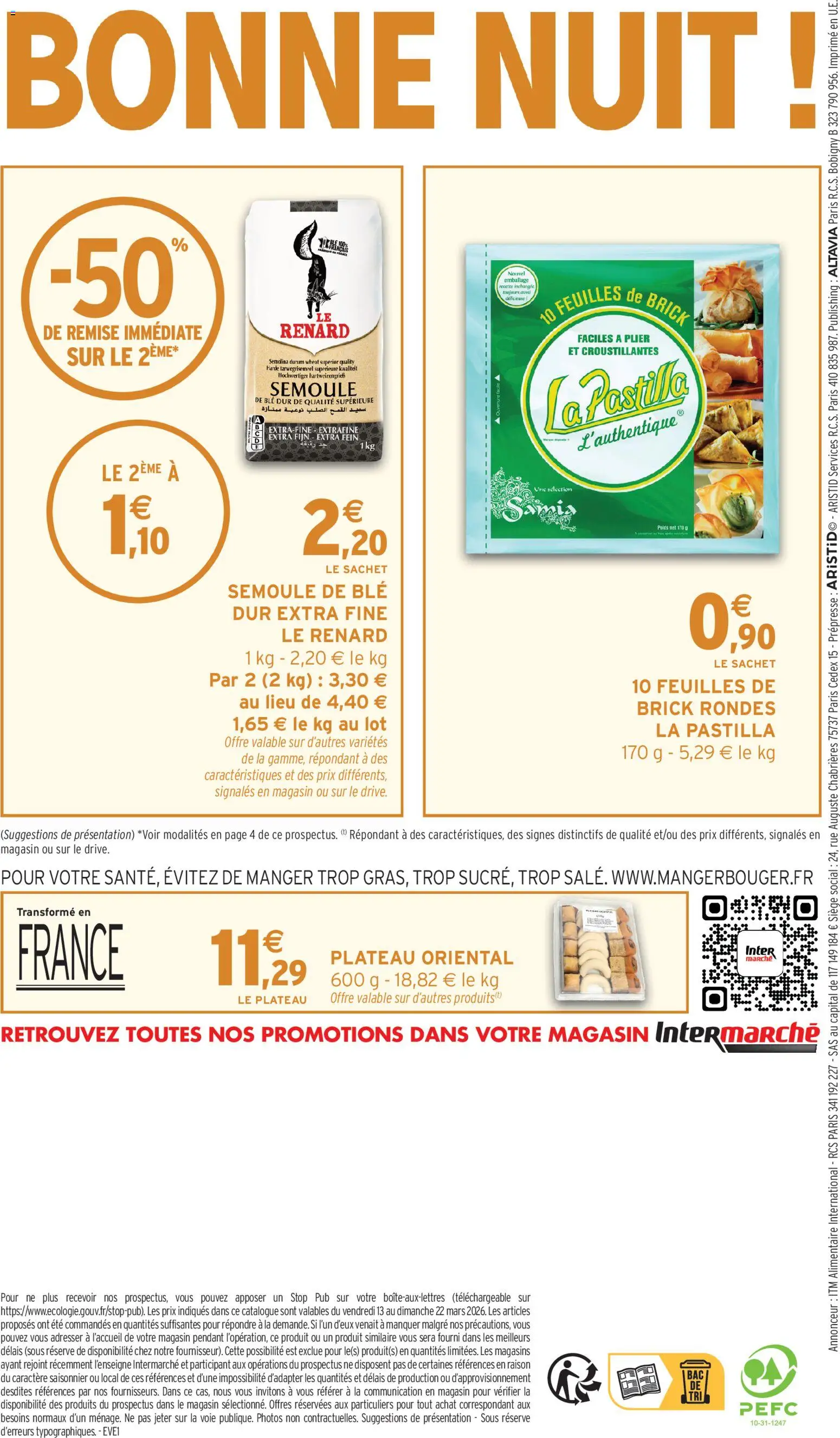 {H1} | Page: 8 | Produits: Plateau, Poids, Feuilles de brick, Semoule