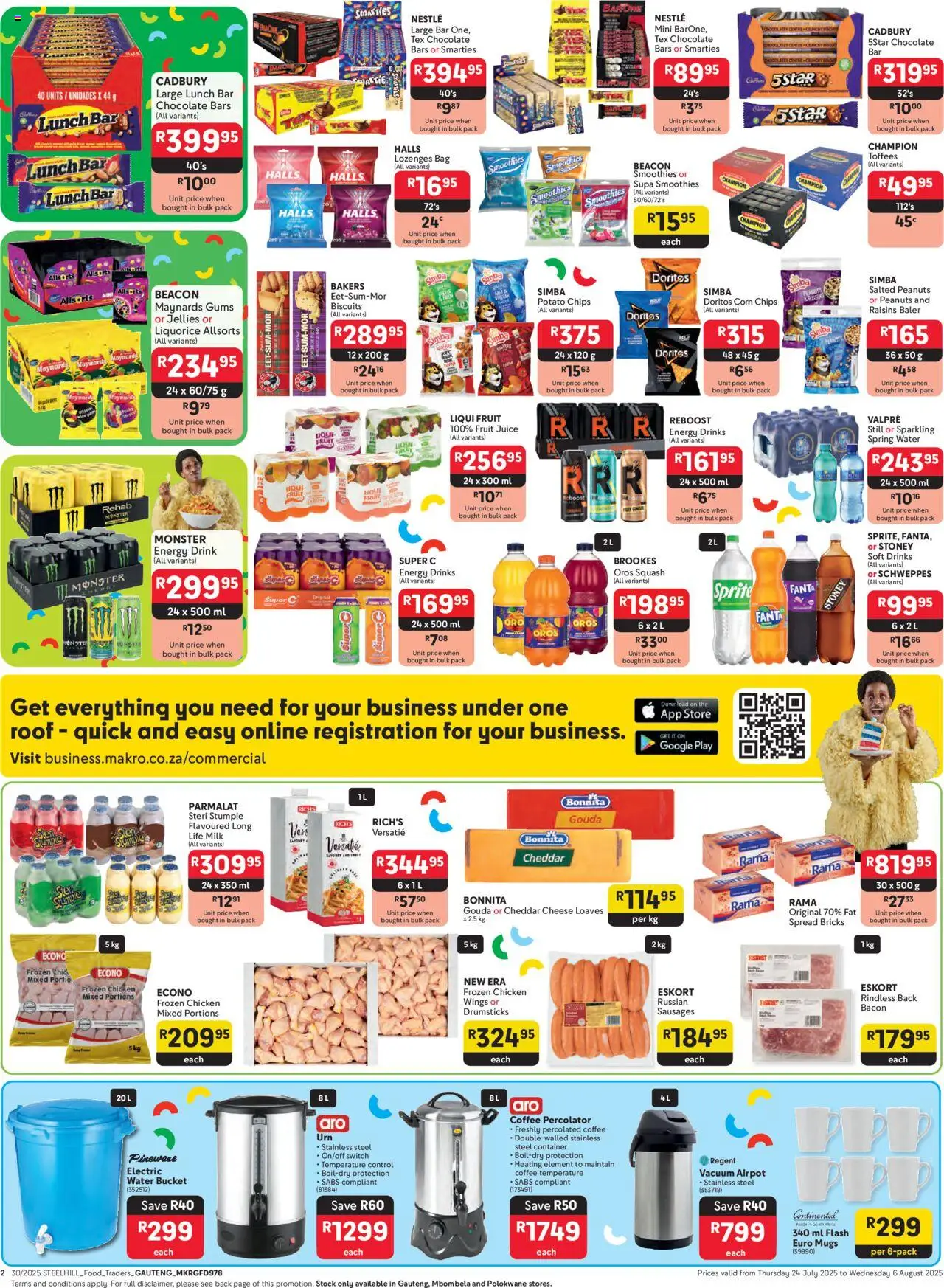 Makro - Gauteng - Business │ valid from 24.07.2025 | Page: 2 | Products: Squash, Peanuts, Raisins, Water