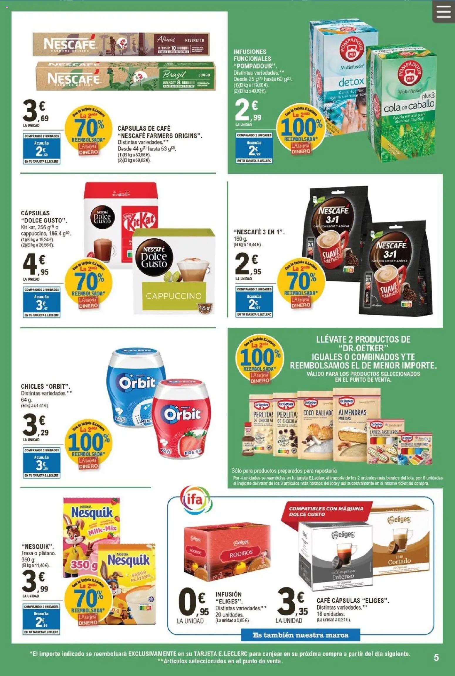 E.Leclerc folleto │ válido desde el 07.01.2026 | Página: 5 | Productos: Leche, Café, Τυρόπιτα