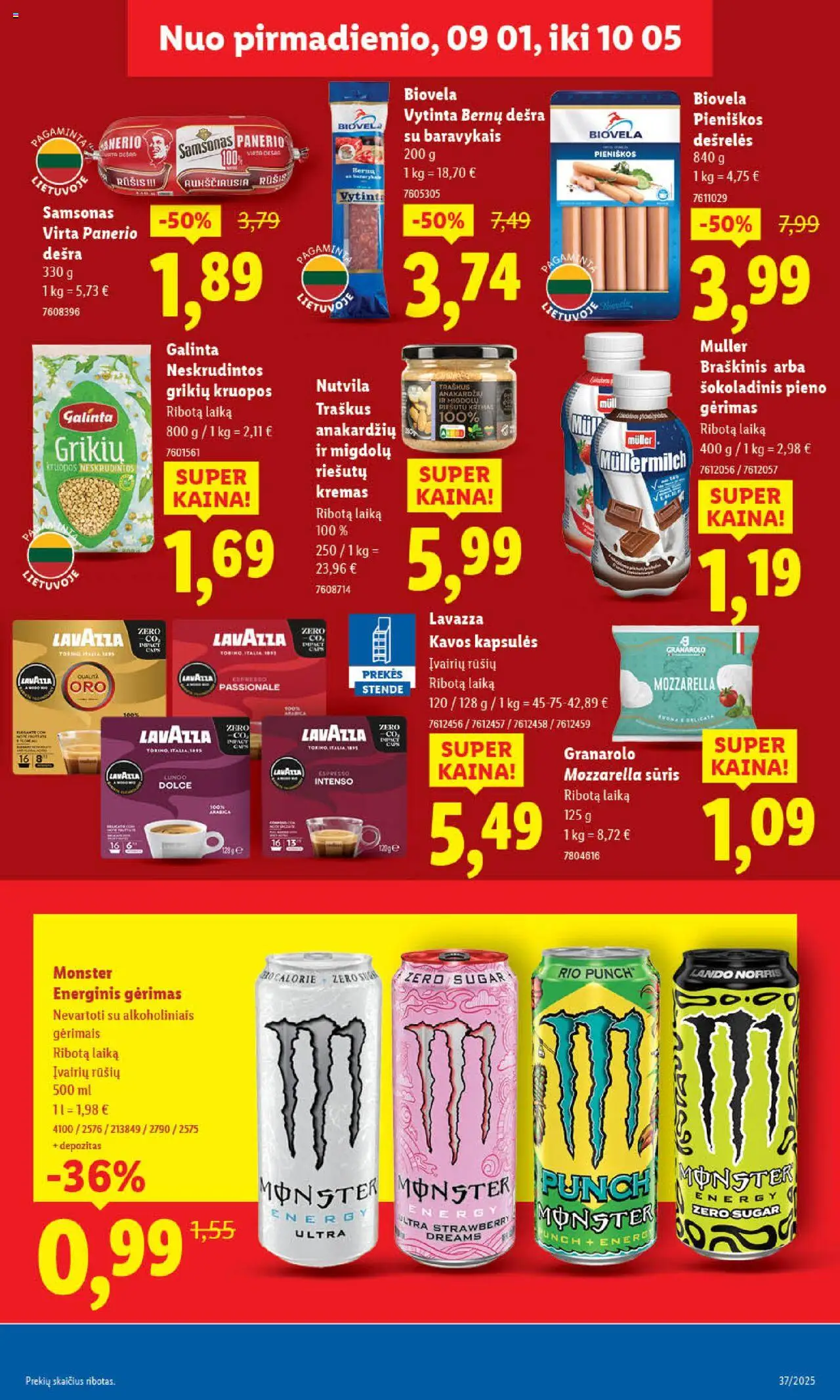 LIDL akcijos nuo 08.09.2025 | Puslapis: 19 | Prekių: Kruopos, Energinis gėrimas, Kremas, Dešra