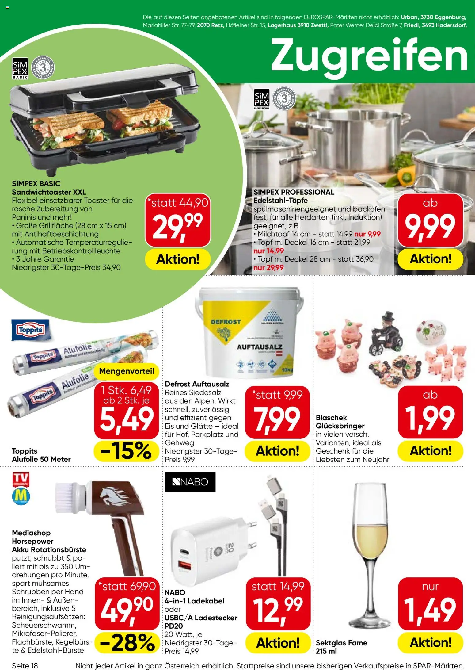 Eurospar Flugblatt - Burgenland gültig ab 18.12.2025 | Seite: 18 | Produkte: Eis, Toaster