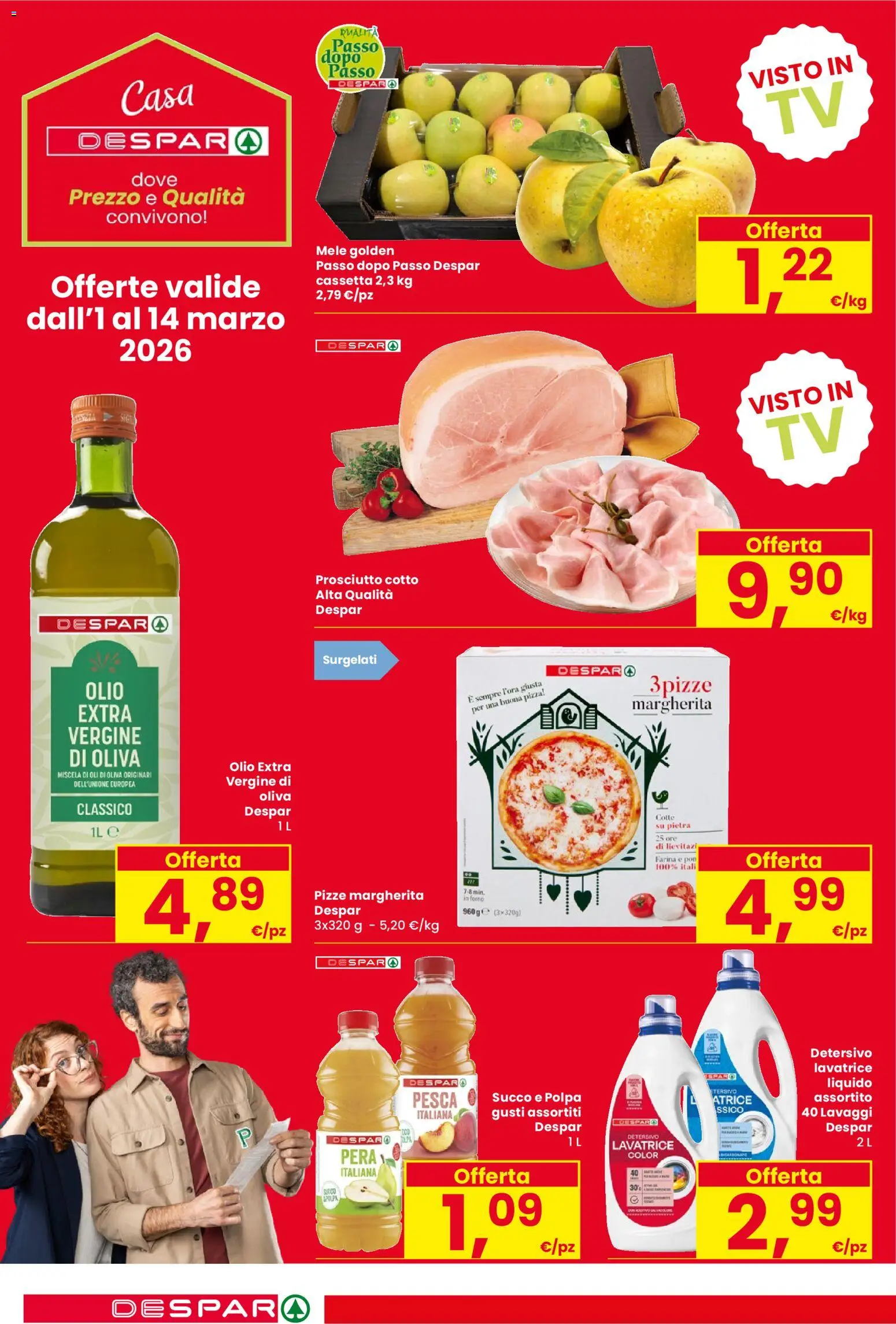 Volantino Despar del 05.03.2026 | Pagina: 2 | Prodotti: Pizza, Succo, Olio, Pera
