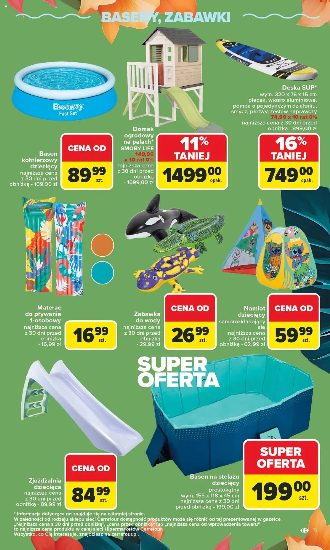 Carrefour Gazetka - Lato bliskie, ceny niskie od 02.06.2025 | Strona: 11 | Produkty: Materac, Basen