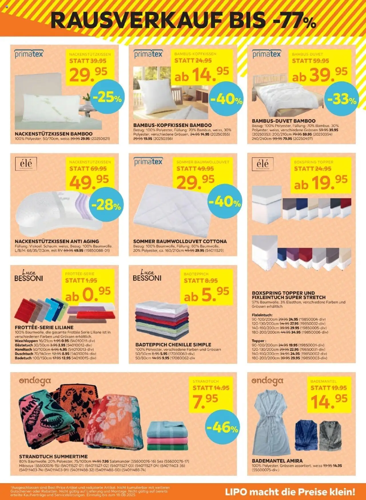 Lipo Aktionen ab 05.08.2025 | Seite: 15 | Produkte: Strandtuch, Topper, Bademantel